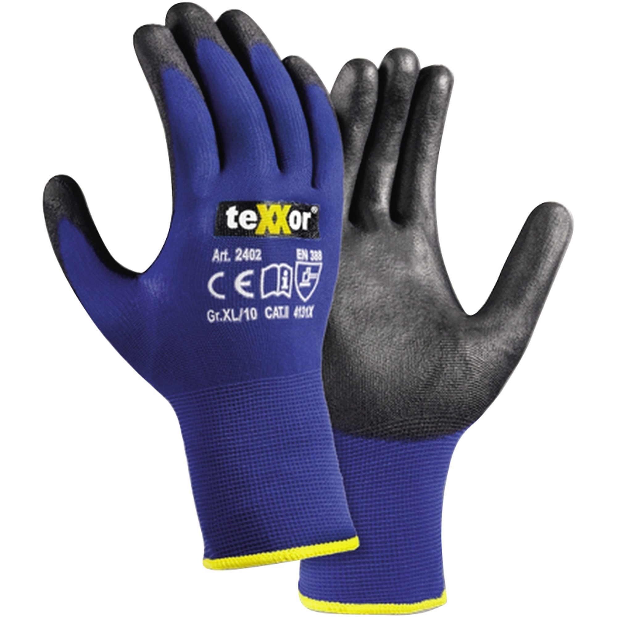 teXXor Nitril-Handschuhe Handschuh TOUCH 2402_9 Nylon/Strick bl/schwarz Gr. 9