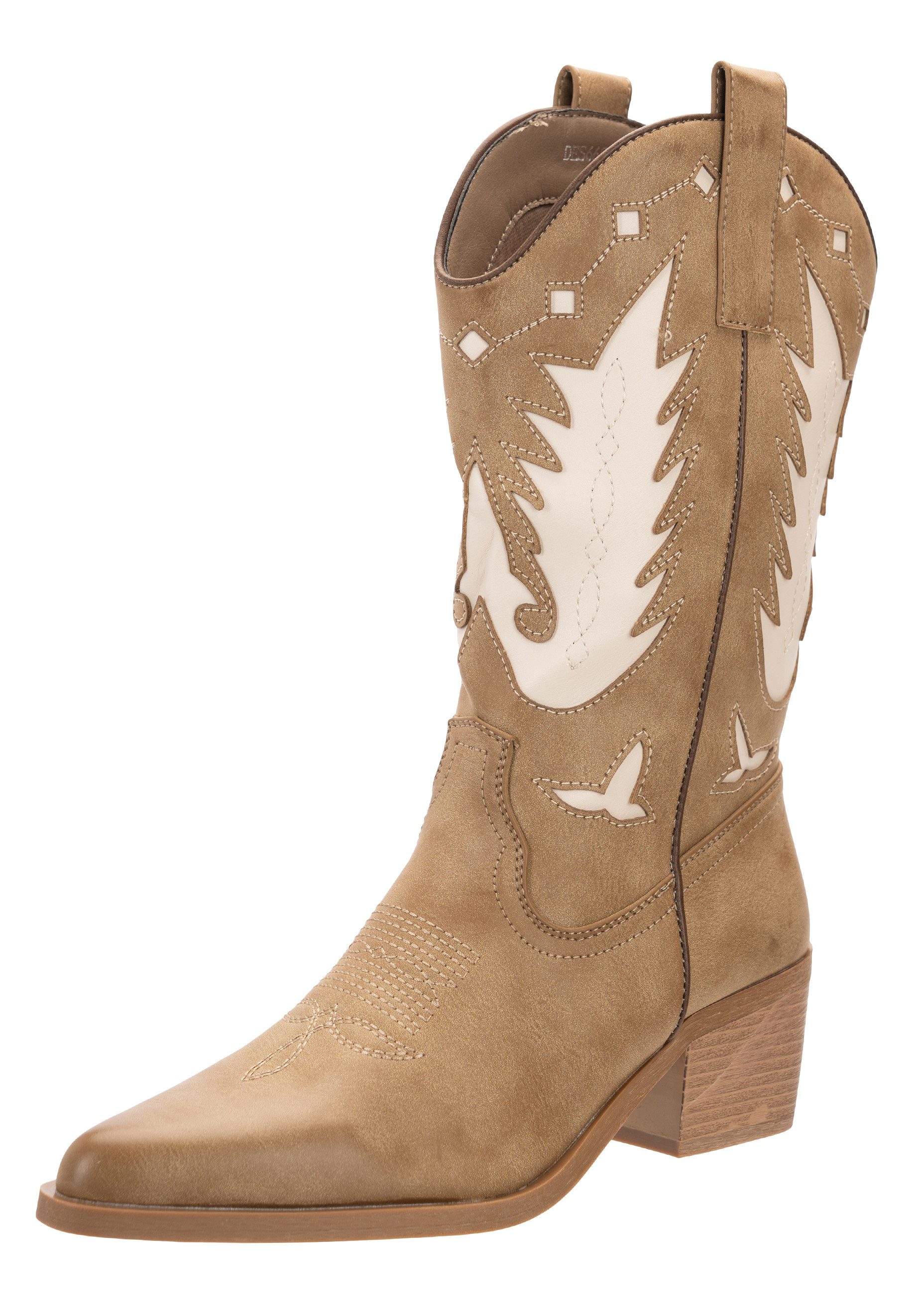 Salinyang Damen Cowboy Boots im Western Style mit Kontrastdesign Cowboystiefel. € 49,95