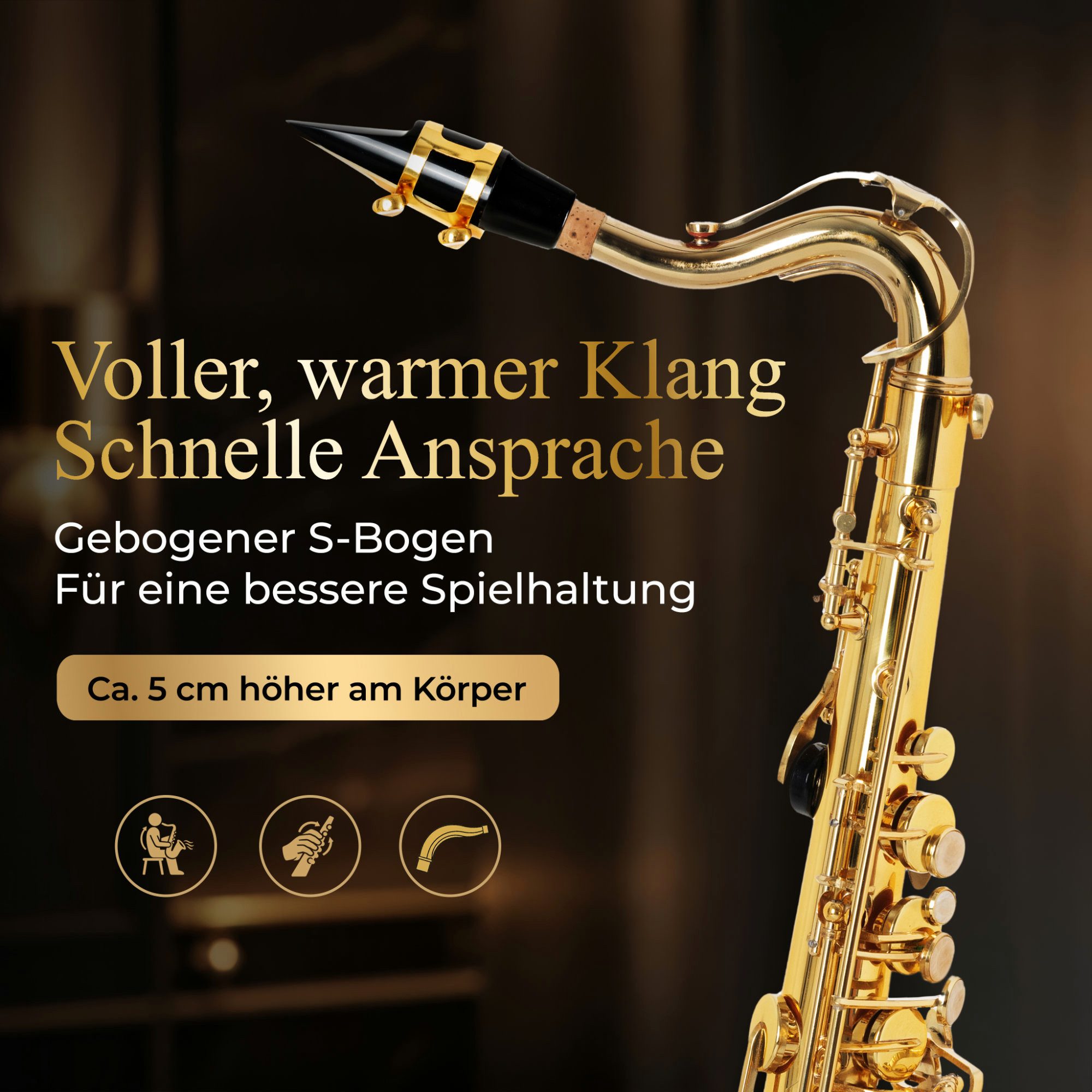 Classic Cantabile Saxophon AS-420 Altsaxophon Reeds Set - Das Kinder-Saxophon für Youngstars, Altsaxophon inkl. Leichtkoffer, Wollwischer und Blätter, 5-St., Set mit Koffer, Mundstück, Wollwischer und Blätter, Stimmung: Eb, Kindgerechte Mechanik mit enger liegenden Klappen