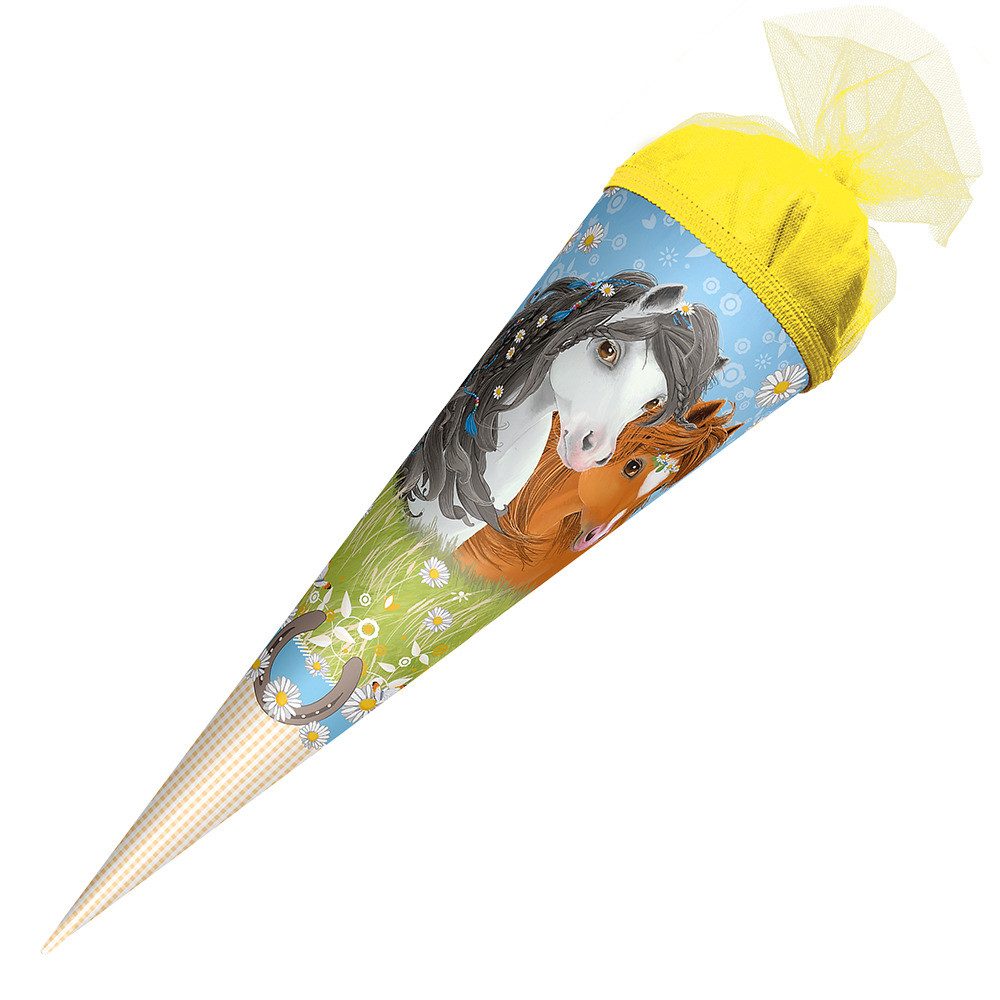 Schultüte Roth Schultüte Blumenpferde rund Tüllverschluss 50cm