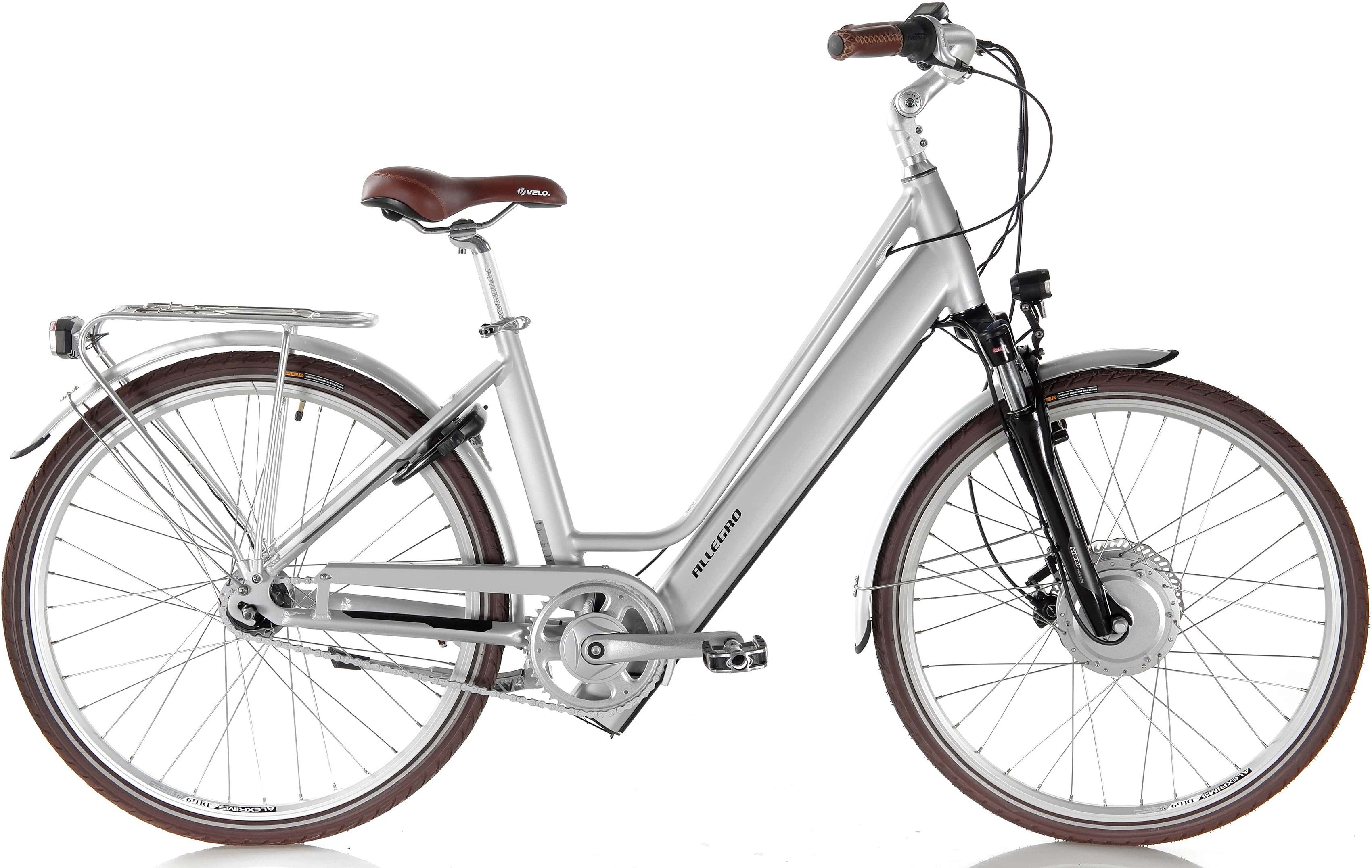 ALLEGRO E-Bike Invisible City Plus Silver, 7 Gang Shimano Nexus Schaltwerk,  Nabenschaltung, Frontmotor 250 W