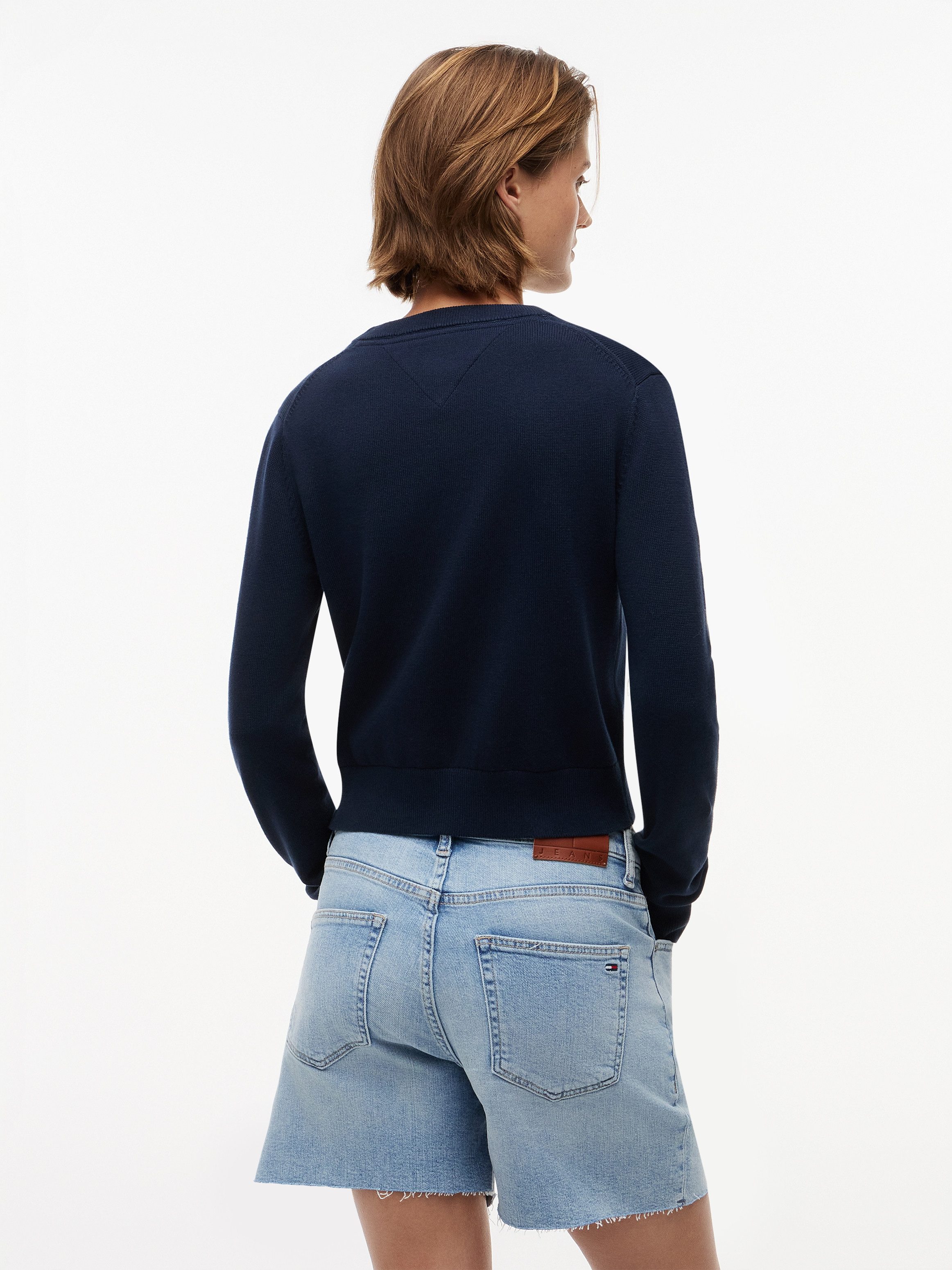 Tommy Jeans Rundhalspullover TJW FLAG CREW NECK SWEATER EXT Baumwolle, Flag Strickmuster