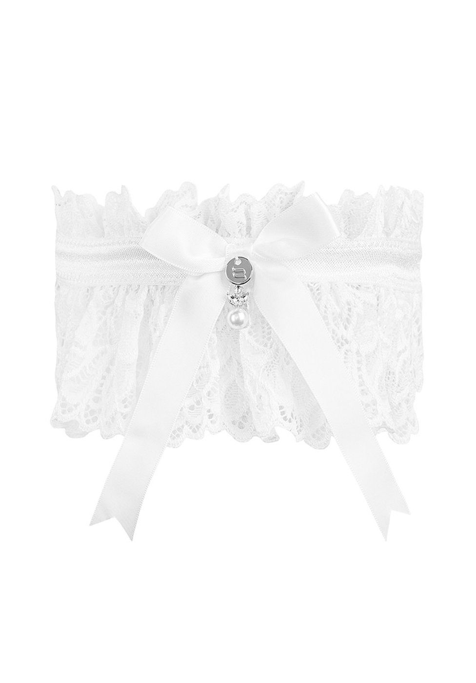 Obsessive Strumpfband Amor Blanco Strumpfband mit Spitze - weiß, elastisches Gummiband