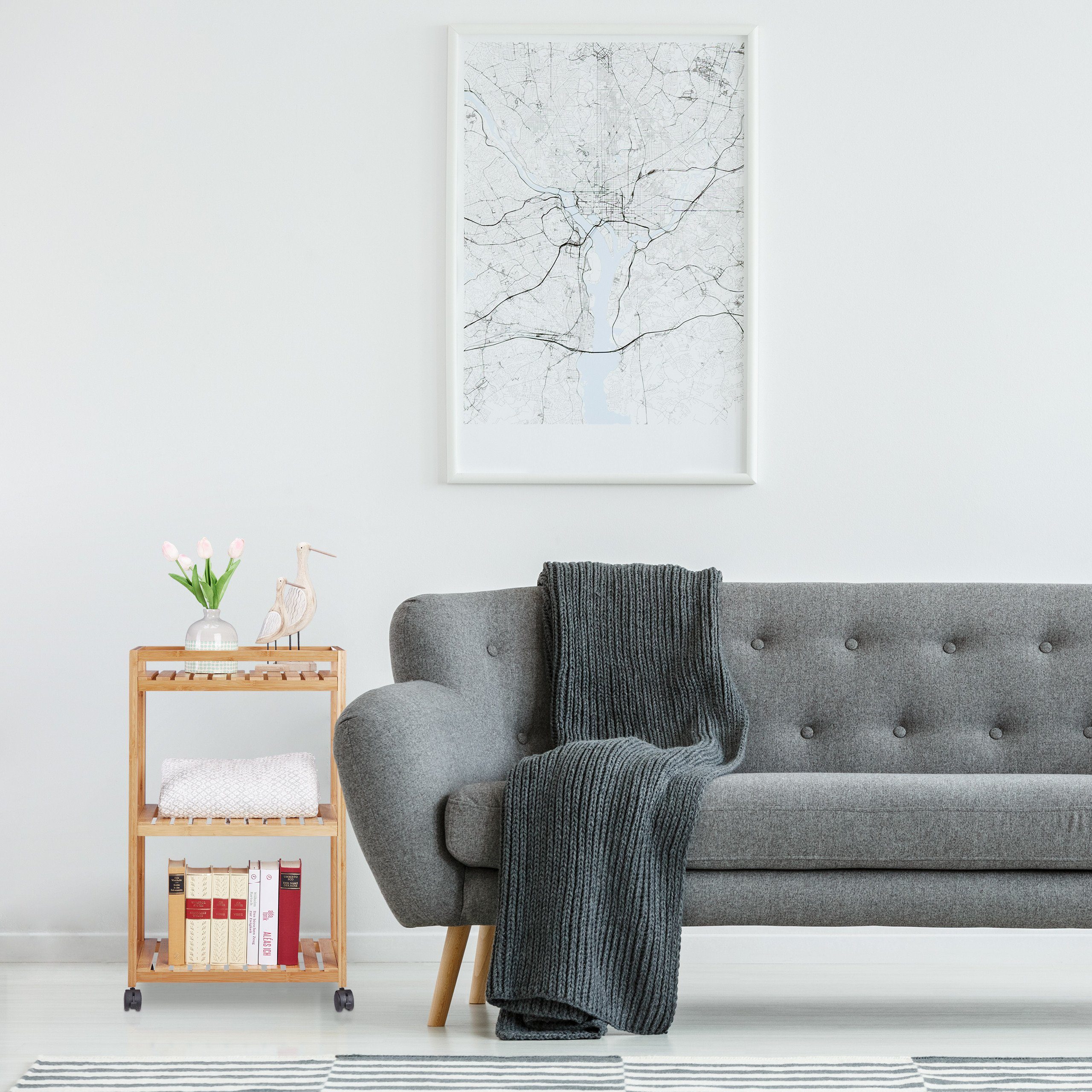 relaxdays Servierwagen Bambus mit 3 Etage