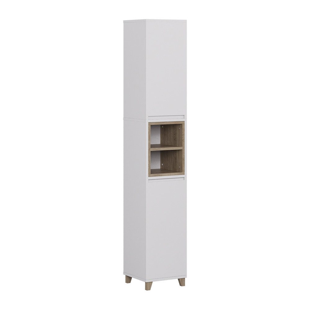 Vicco Hochschrank Elnor, Weiß/Eiche/Weiß, 30 x 170 cm mit 2 Türen günstig online kaufen