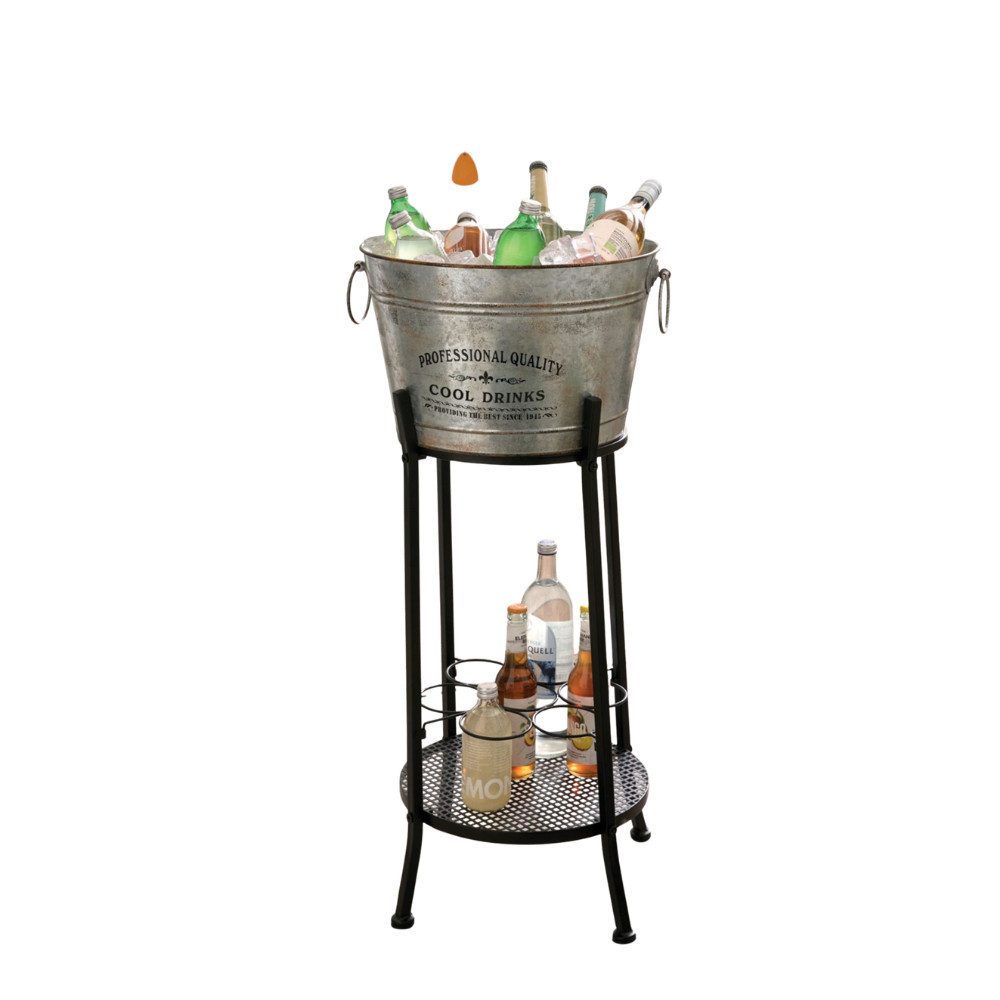 Home-trends24.de Outdoor-Flaschenkühler Metall Ständer Getränke Flaschen Kühler mit Halter 2 tlg.