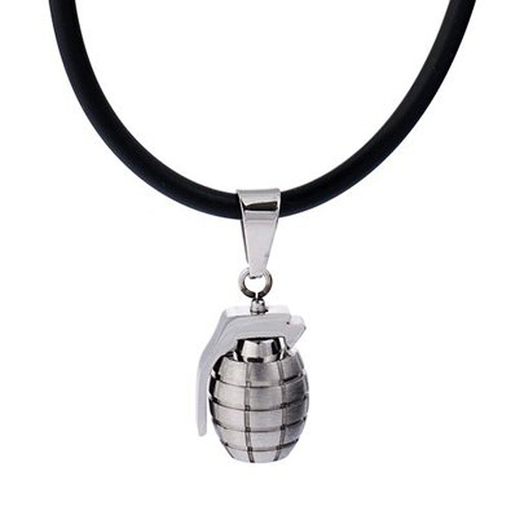 Anhänger, Handgranate maskuline Kette mit Lederband, im Anhänger Halskette mit Herren-Halskette Samtbeutel 50 (1-tlg), DonDon cm Lederkette