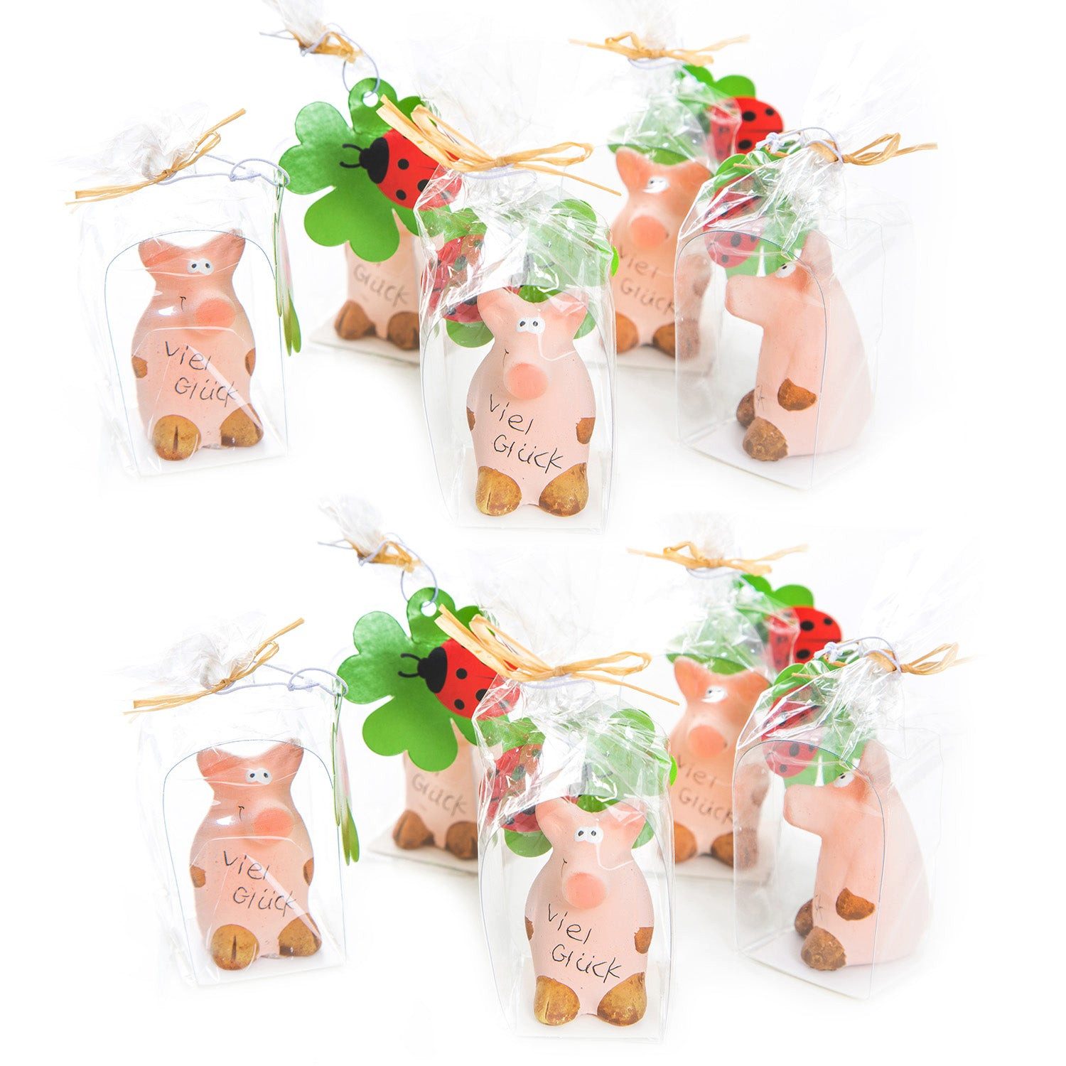 Logbuch-Verlag Dekofigur 10 Glücksschweinchen VIEL GLÜCK rosa Glücksschwein günstig online kaufen