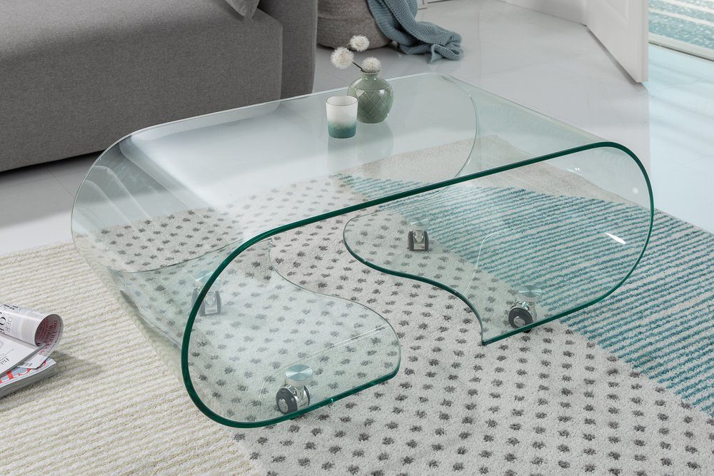 riess-ambiente Couchtisch FANTOME 90cm transparent, Wohnzimmer · Glas · rund · auf Rollen · Modern Design