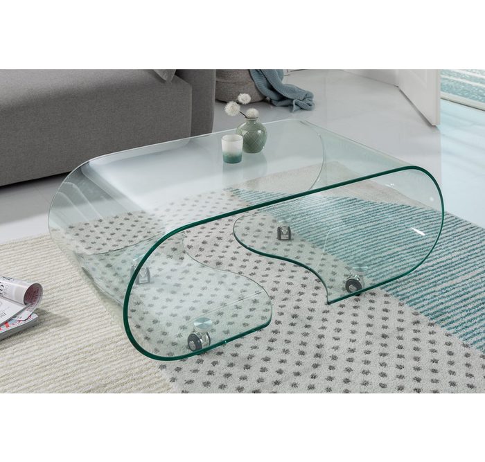 riess-ambiente Couchtisch FANTOME 90cm transparent Wohnzimmer · Glas · rund · auf Rollen · Modern Design