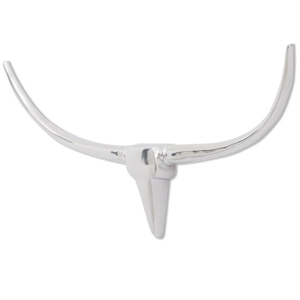 vidaXL Dekoobjekt Aluminium Wanddekoration Stierkopf Geweih Silber 96 cm