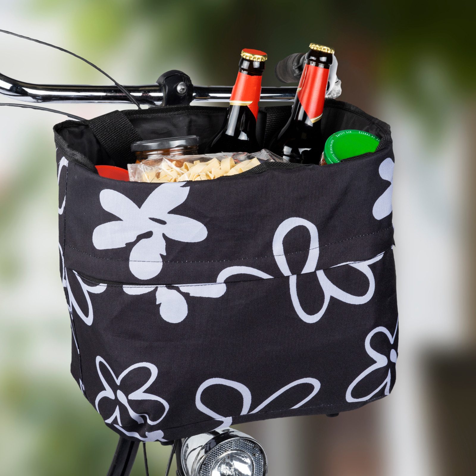 Haushalt International Fahrradkorb Lenkerkorb Einkaufskorb Korb Tasche 30x25x25cm Polyester (1-tlg), Lenkerhalter, Praktisch, abnehmbar, Schnellbefestigung
