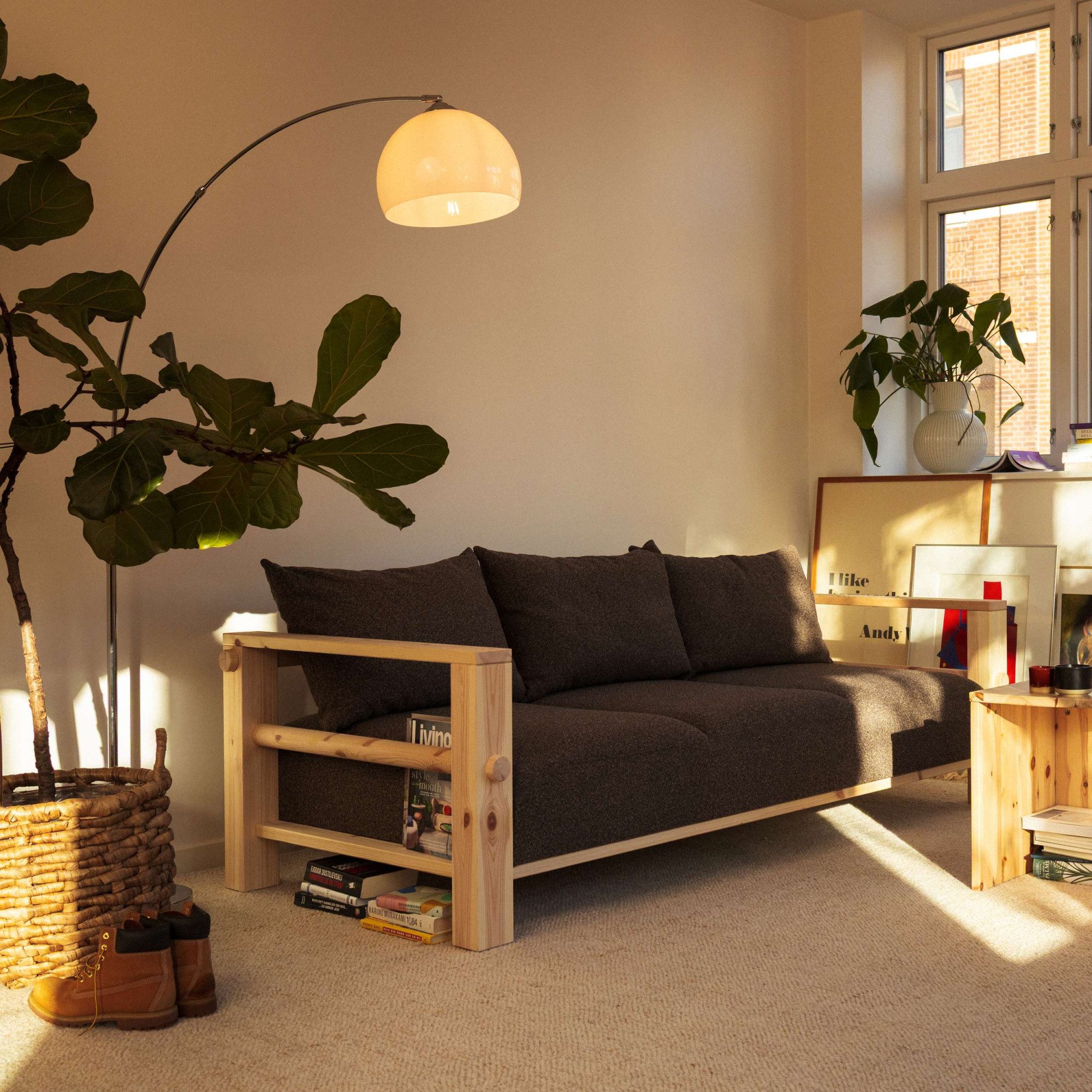 Karup Design Sofa Bare Sofa, Schlafsofa mit Boxspring, 3-Sitzer, Couch, Bettfunktion, Boxspring-Matratze mit Sprungfedern, 3 Rückenkissen, Made in Europe