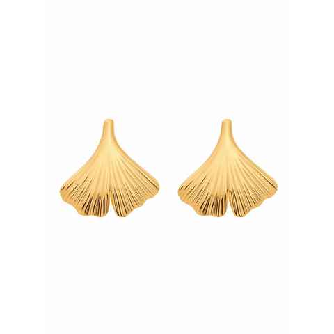 Adelia´s Paar Ohrhänger 585 Gold Ohrringe Ohrstecker Ginkoblatt, Goldschmuck für Damen