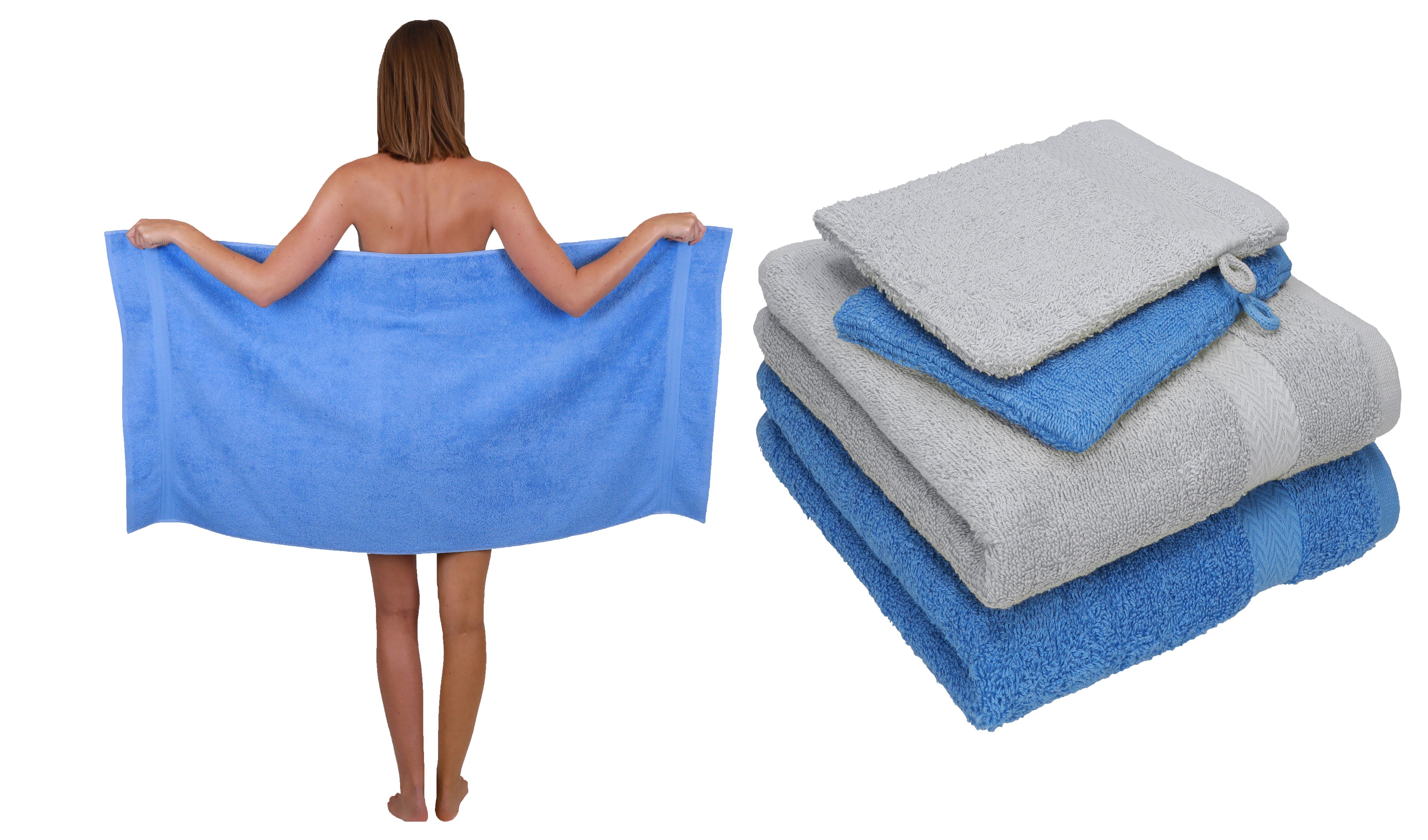 Betz Handtuch Set Baumwolle Pack Handtuch Single 5 2 Baumwolle 100% 100% TLG. 1 2 Handtücher hellblau-silbergrau Set Waschhandschuhe, Duschtuch