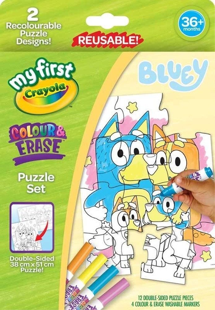 Crayola® Puzzle CRAYOLA Malpuzzle Bluey 12 Stück, Puzzleteile