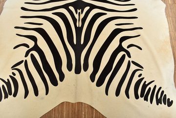 Fellteppich Kuhfell creme weiß mit Zebra Print 190 x 160 cm Rinder Fell Teppich, KUHFELL online & NOMAD