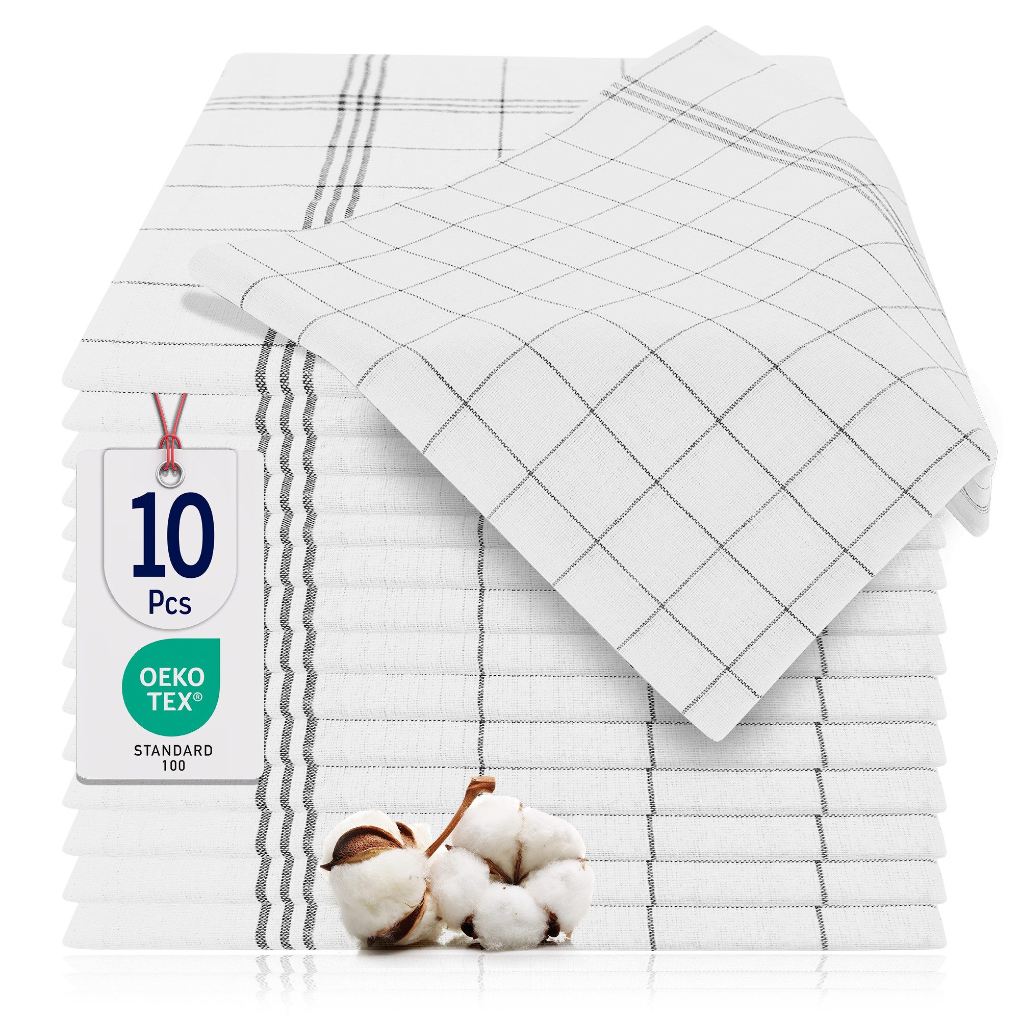 BARBONS Geschirrtuch Allzweck Tücher, Geschirrtücher, Trockentuch, Küchentuch, (10 er, 10-tlg), Premium Qualität, 100% Baumwolle, Schwarz
