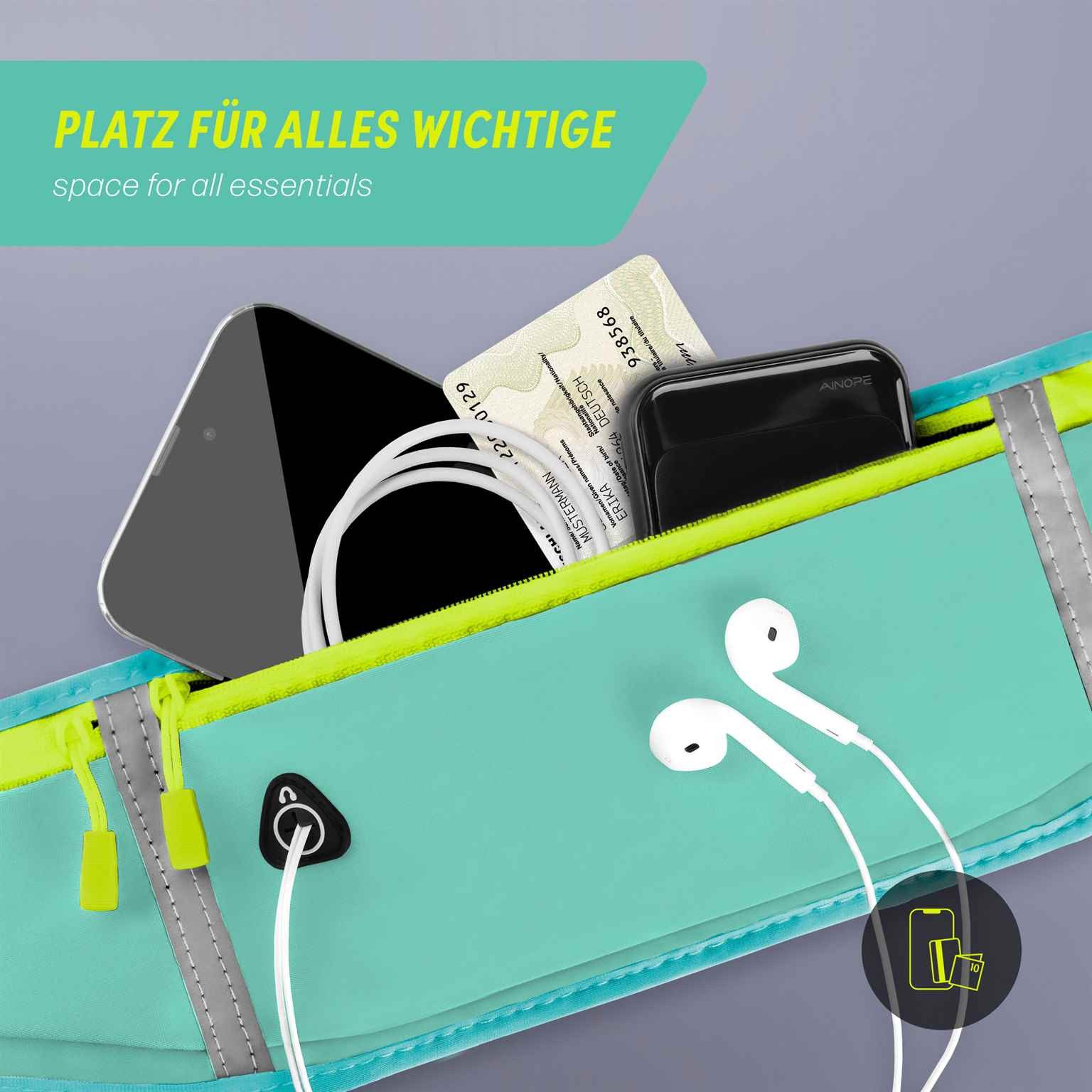 ONEFLOW Laufgürtel für Poco C65 Lauftasche ActivePro Belt Blau Sport Handytasche zum Joggen Damen Herren Bauchtasche Handy Running