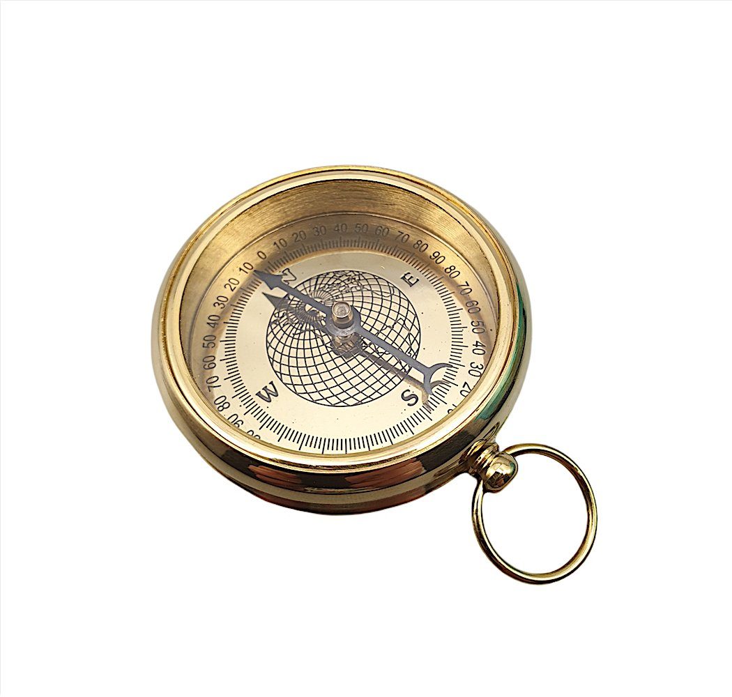 Kompass, Linoows Nadelkompass, Magnetkompass Dekoobjekt Symbol Marine mit Anker Messing, Taschenuhren