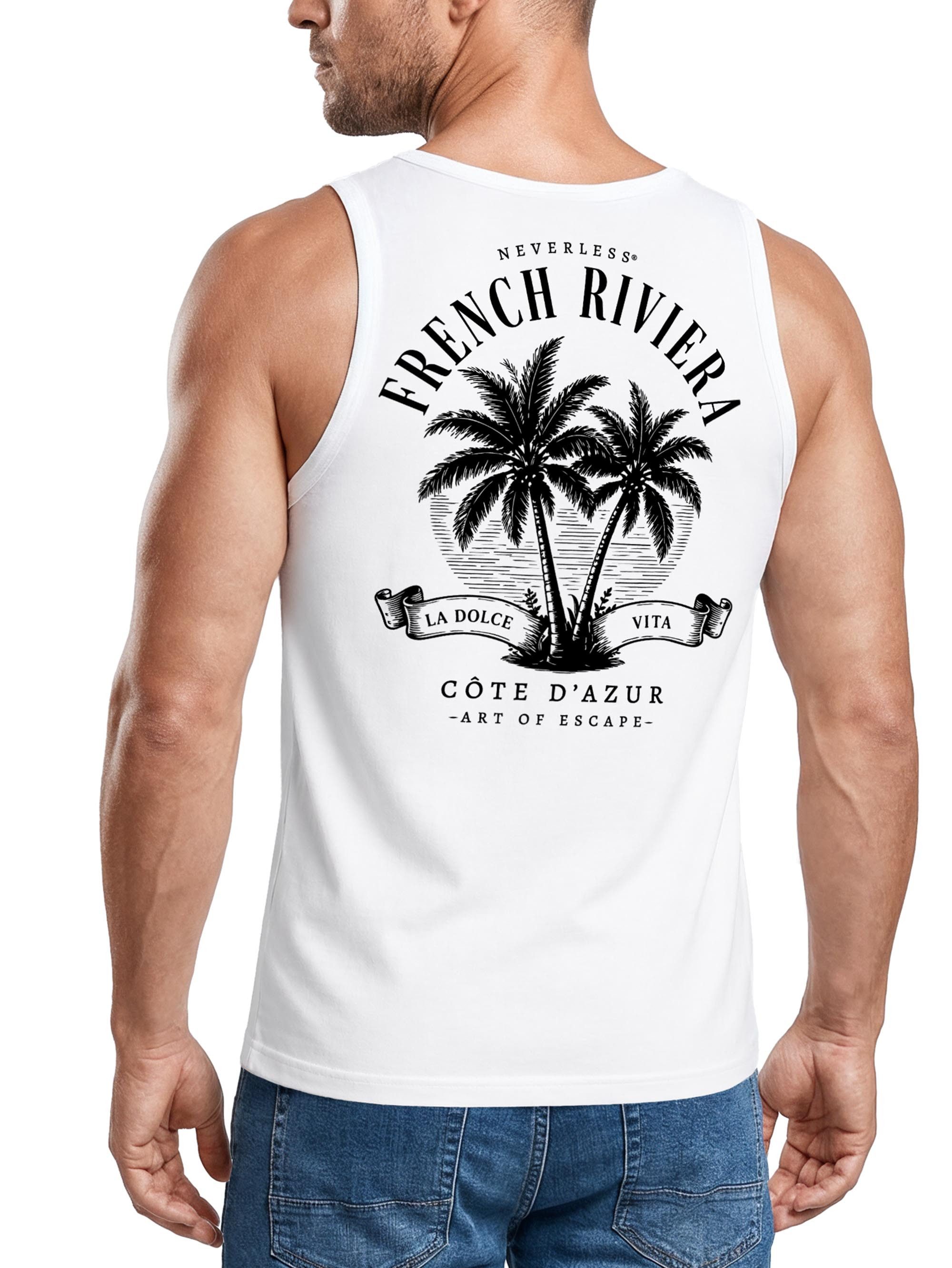 Neverless Tanktop Tanktop Herren mit Grafik-Print - Design French Riviera - Trägershirt mit Print