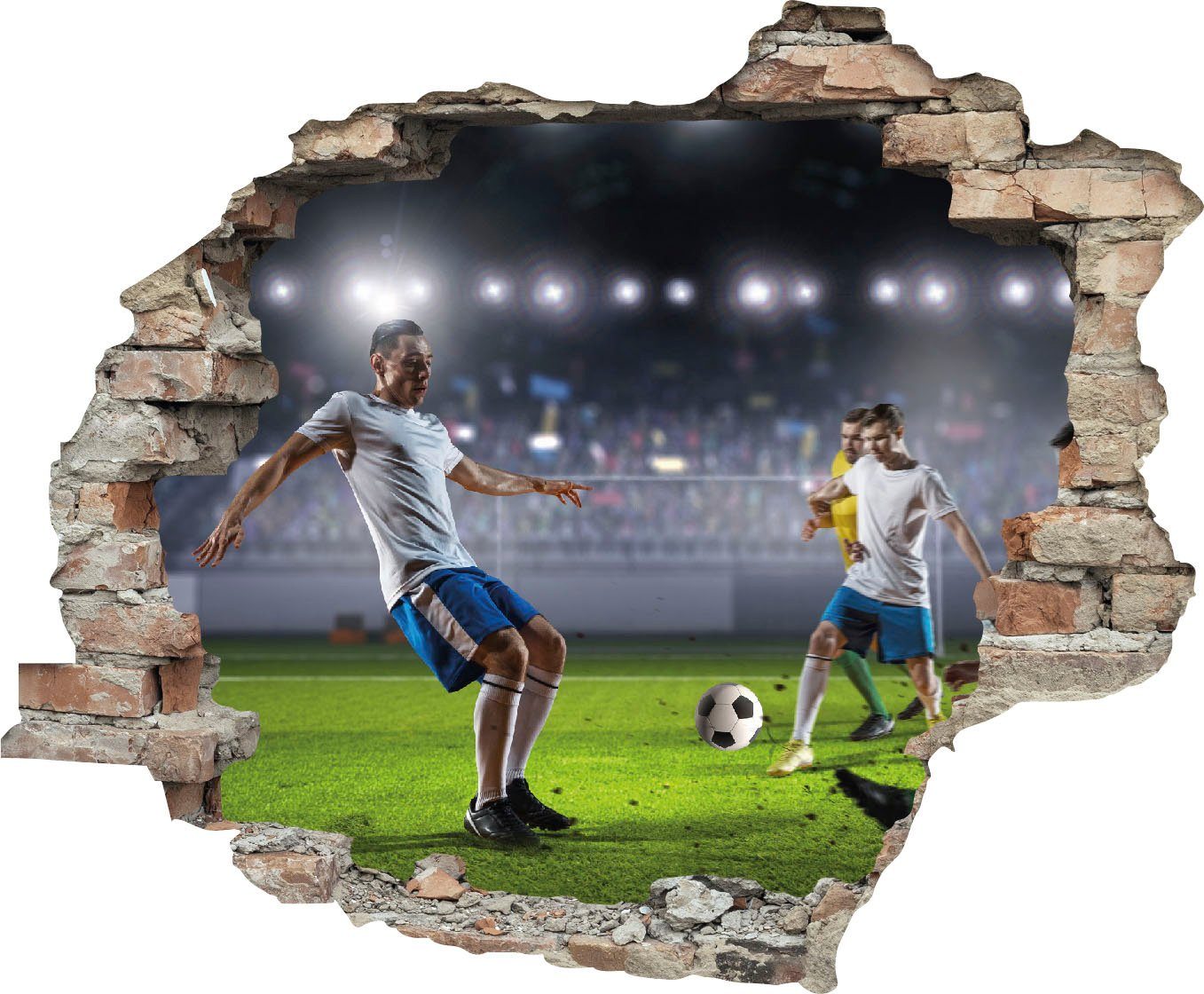 queence Wandtattoo Fußball (1 St), Wandsticker, Wandbild, selbstklebend, 3D, Wanddurchbruch
