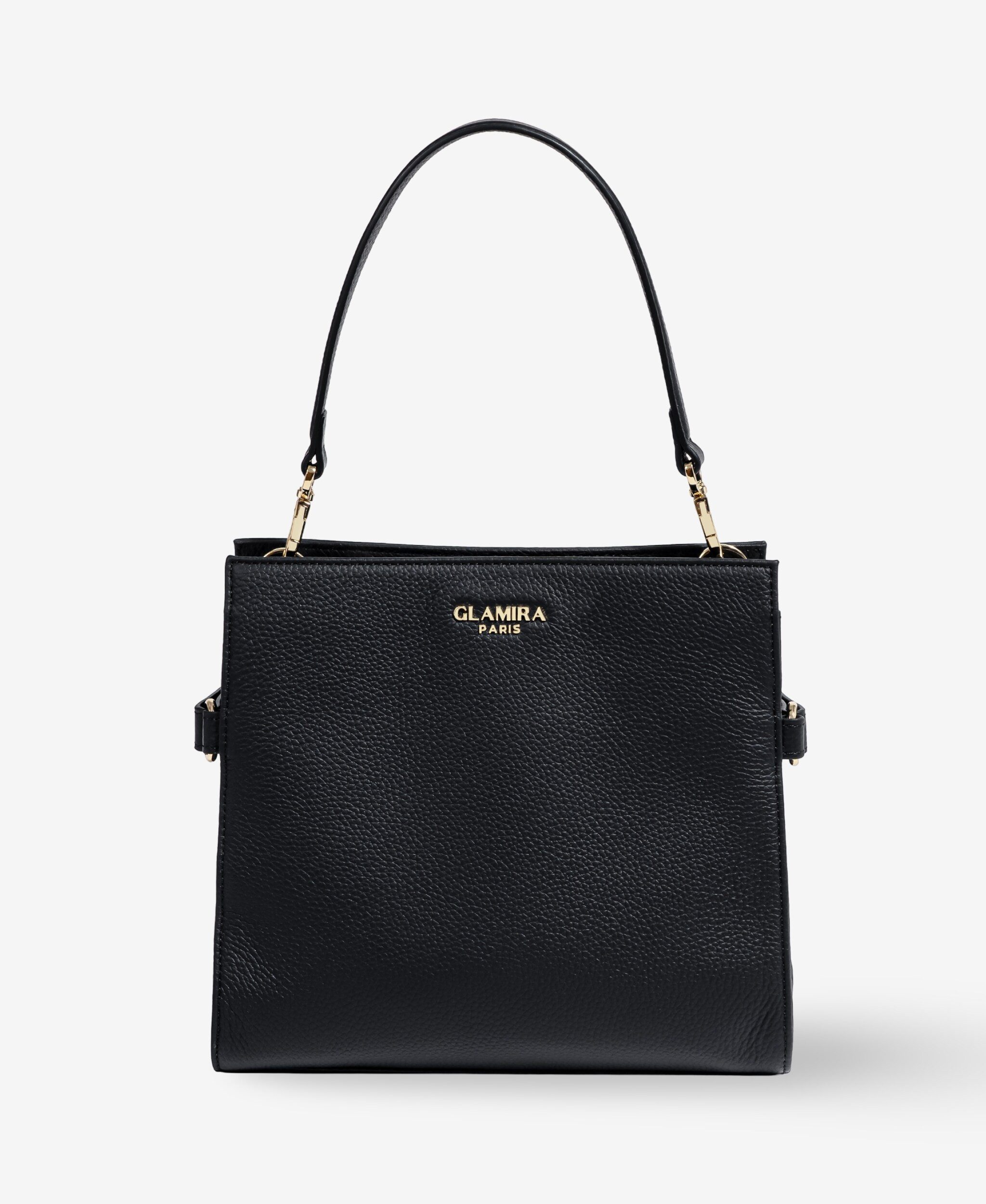 GLAMIRA Handtasche Lysandra Schwarze Schultertasche (1-tlg), echt Leder