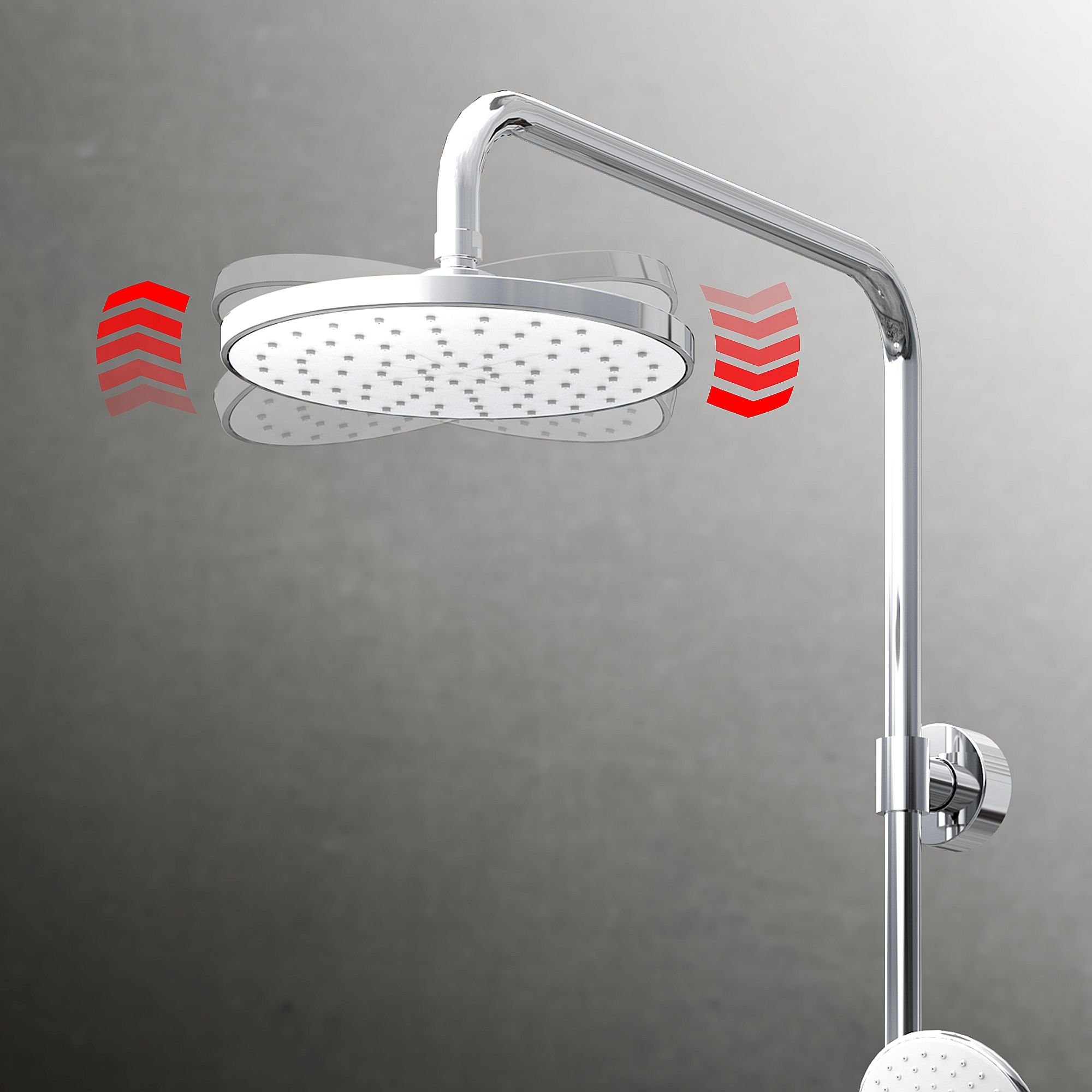 Schulte Duschsystem DuschMaster Rain III White Style mit Einhebelmischer, rund, Höhe 117.6 cm, inkl. Handbrause, runde Kopfbrause