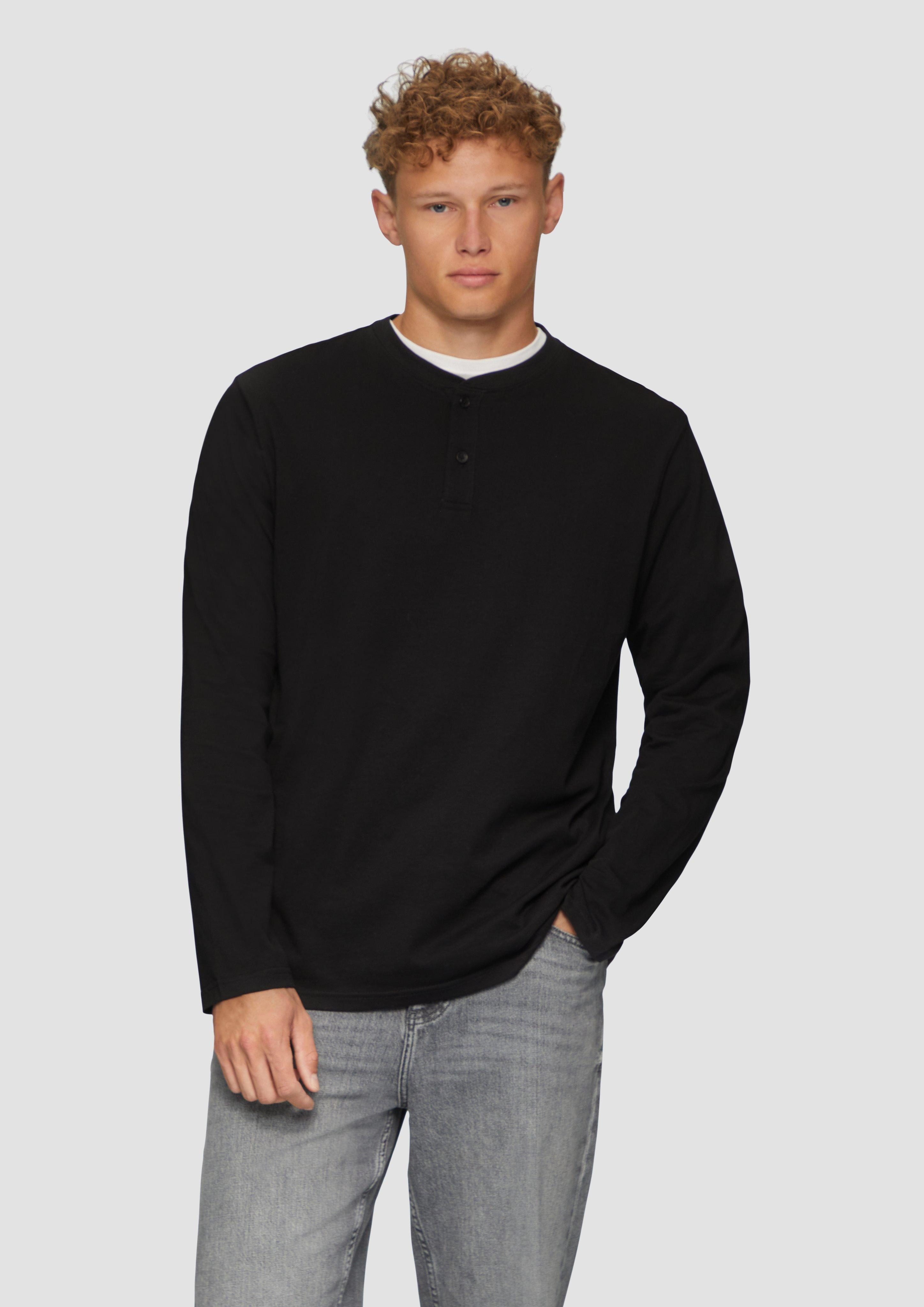 QS Langarmshirt Henley mit Knopfverschluss günstig online kaufen