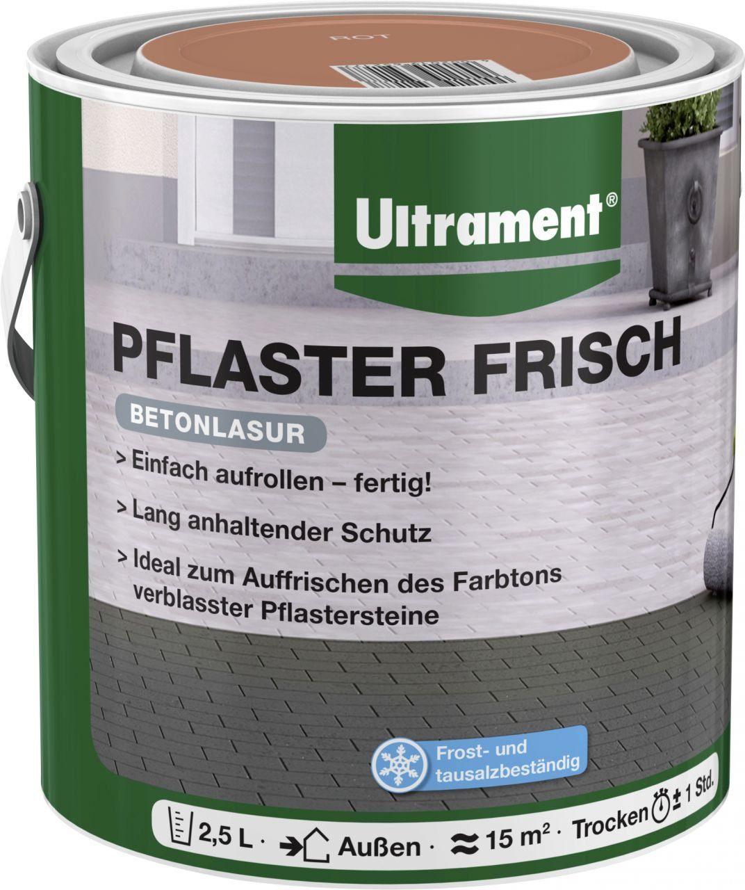 Ultrament Zementfarbe Ultrament Pflaster Frisch 2,5 L rot