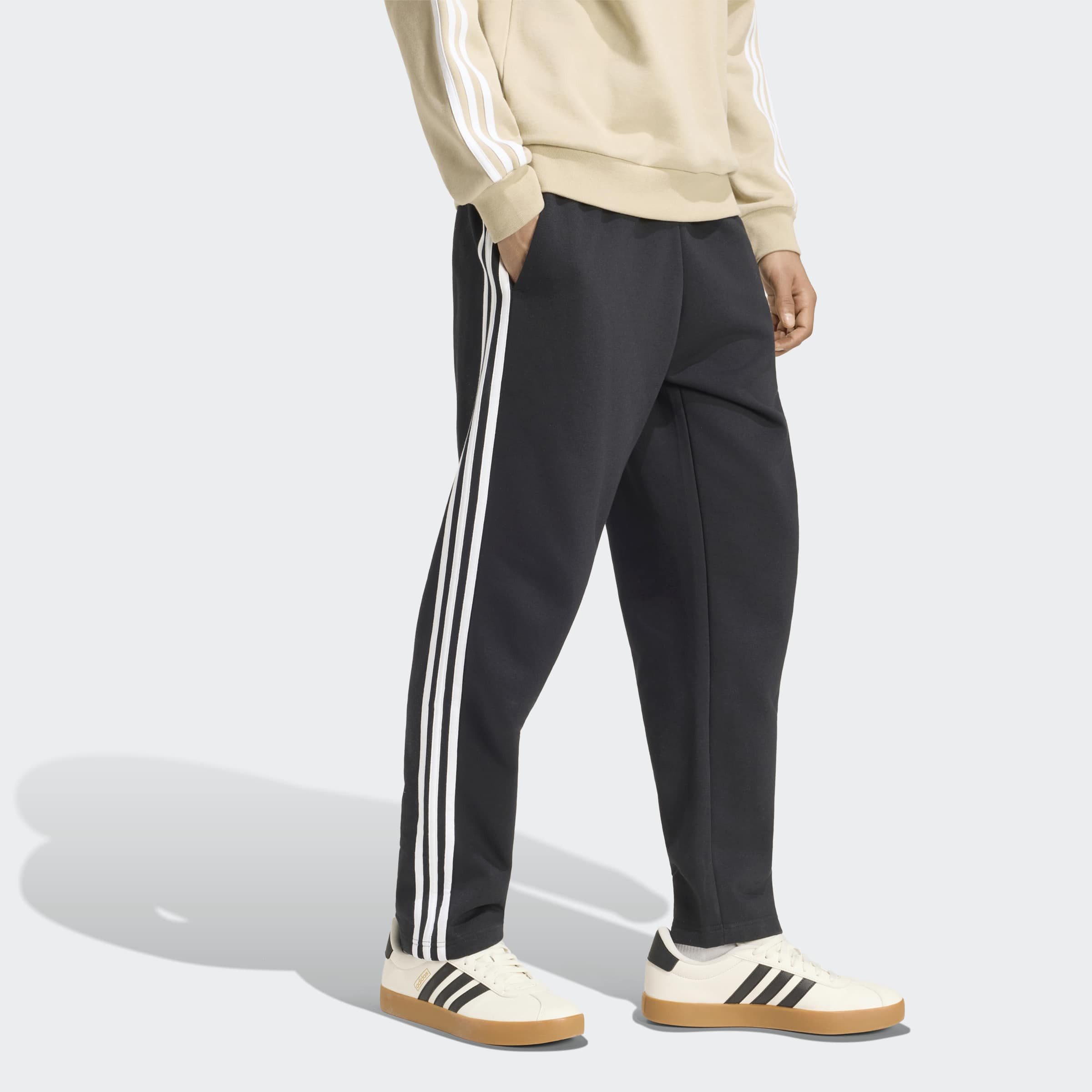 adidas Sportswear Sporthose ESSENTIALS 3-STREIFEN FLEECE TAPERED OPEN HEM
