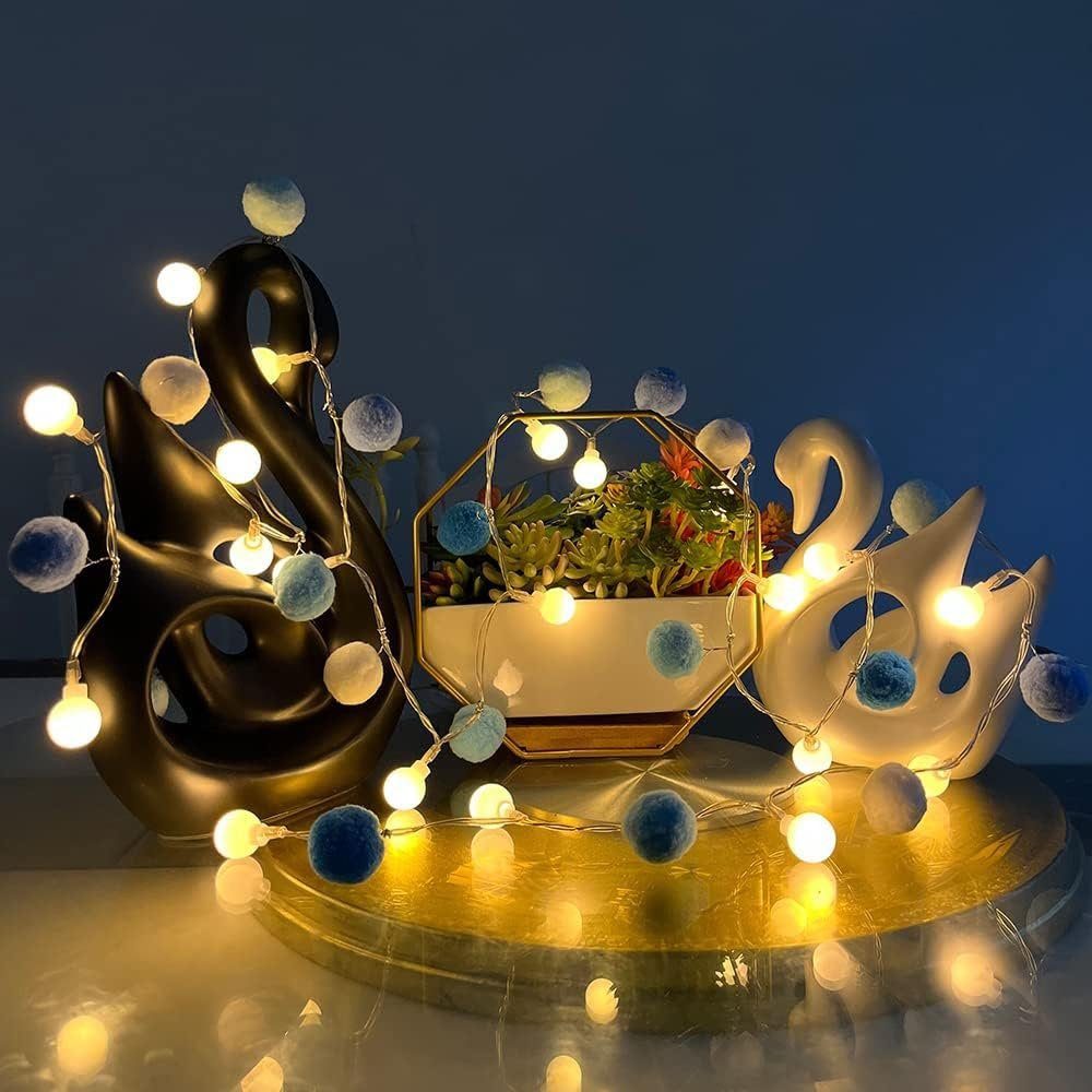 Globe, Sunicol Blau Wand, Lichterkette, 20LEDs Weihnachten Warmweiß Geburtstag, Batterie, LED-Lichterkette Hochzeitsfeier, 2M Baum, Innen Kugel für Balkon, Deko, Hinterhof