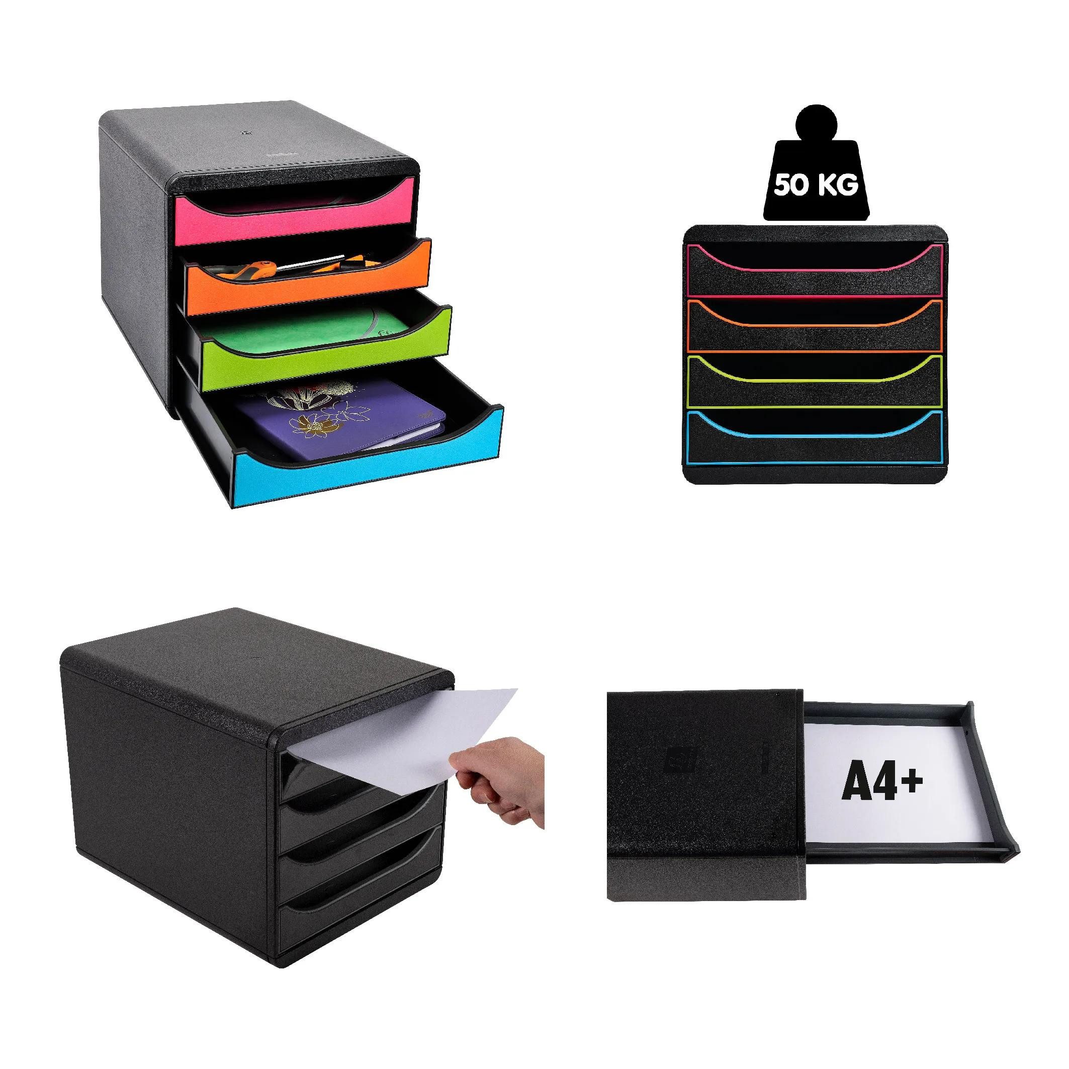 EXACOMPTA Schubladenbox Schubladenbox Big Box Plus 4 offene Schubladen Office Schwarz 310014D, Boxen einzen