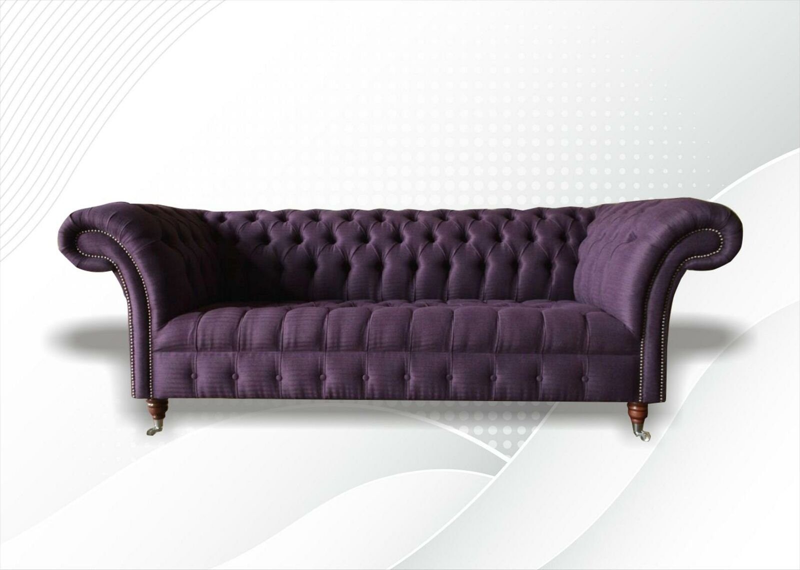 JVmoebel Chesterfield-Sofa Luxus Lila Chesterfield Dreisitzer Wohnzimmermöbel Design Neu, Made in Europe