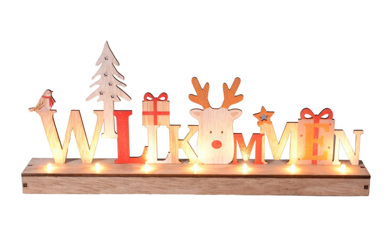 Trend Line Dekofigur TrendLine LED Holzsilhouette Willkommen 45 x 20 cm