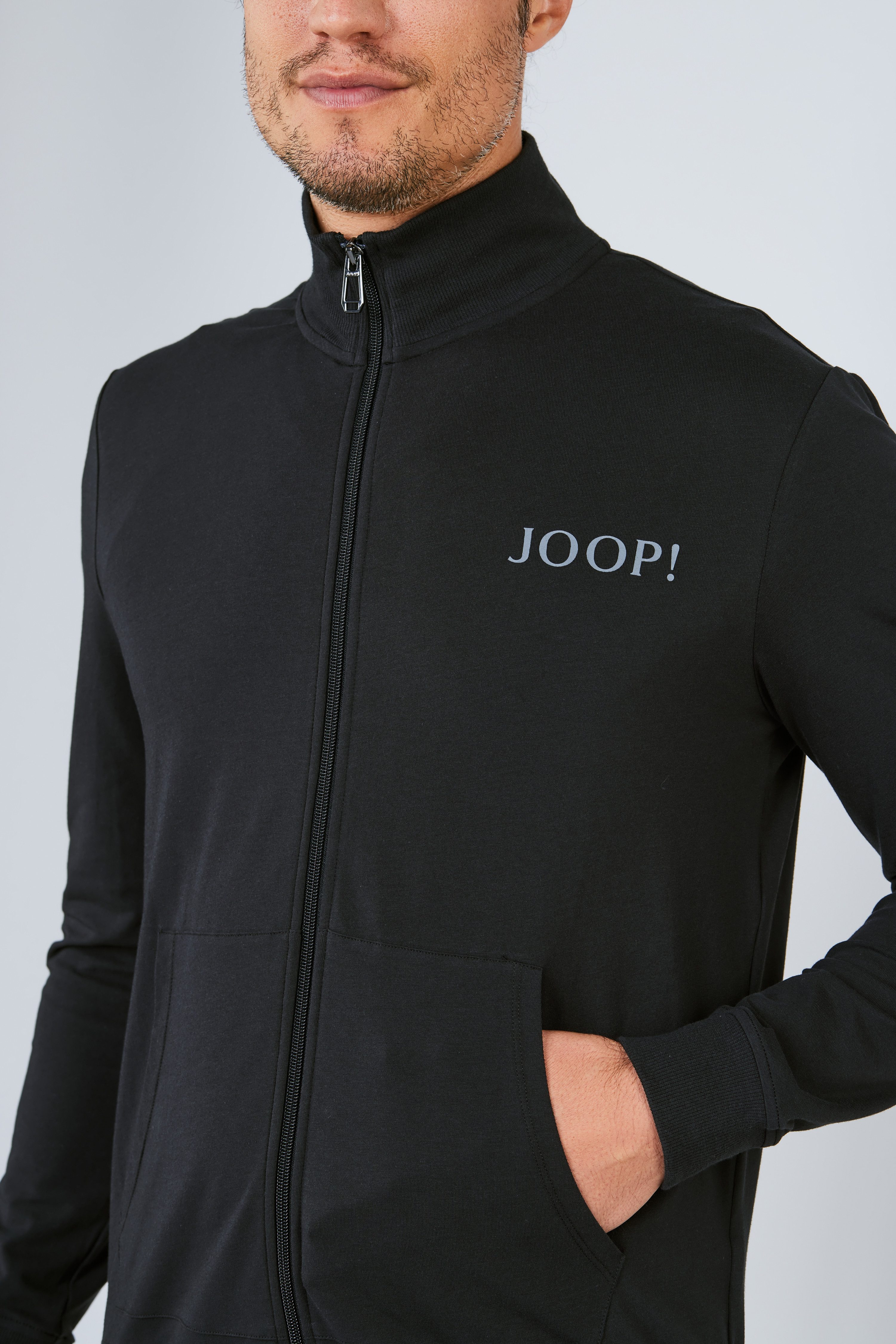 JOOP! Sweatjacke Comfort Stehkragen, Regular Fit, geteilte Kängurutaschen, langärmelig