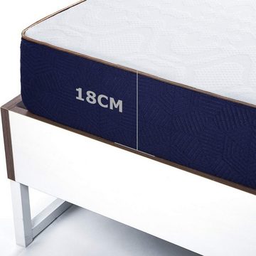 Komfortschaummatratze BedStory Matratze 18 cm Höhe, 140x200cm, 7-Zonen-Kaltschaummatratze, BedStory, 18 cm hoch, H3 mittelhart, atmungsaktiv und hypoallergen, ergonomisches Design