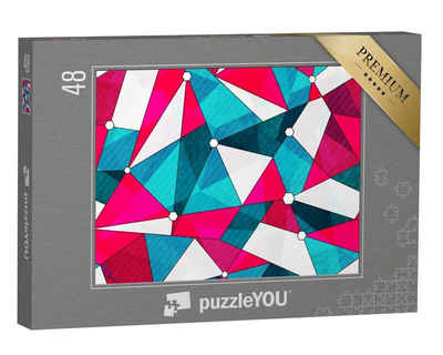 puzzleYOU Puzzle Geometrisches Mosaik mit Blau und Rot, 48 Puzzleteile, puzzleYOU-Kollektionen