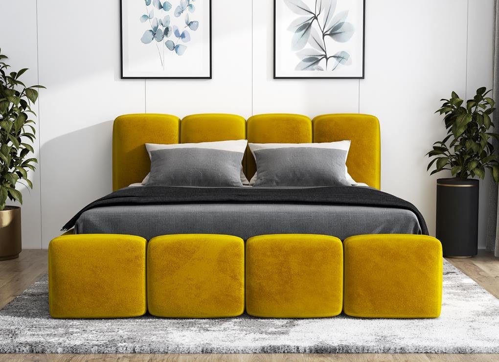 A&J MöbelLand GmbH Polsterbett DONA-OM mit Lattenrost und Bettkasten. (Bett mit Kopfteil. Lattenrost und Bettkasten Inclusive! Viele Varianten zur Auswahl – wählen Sie Größe und Farbe!, TOP ANGEBOT), Länge: 220 cm Höhe Kopfteil: 100 cm