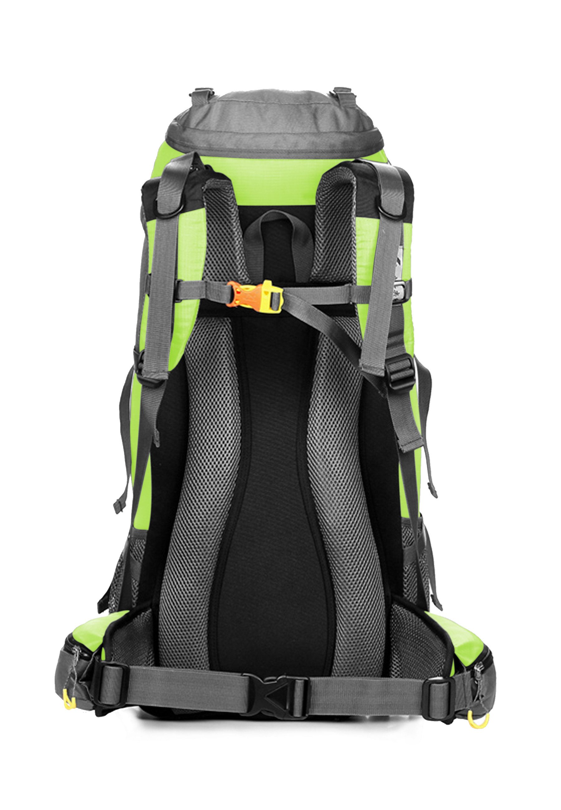 RAIKOU Wanderrucksack 50L Trekkingrucksack Wasserdicht, Reisetasche Ultralight (Regenhülle, Hüftgurt mit praktischen Taschen), Atmungsaktives Tragesystem