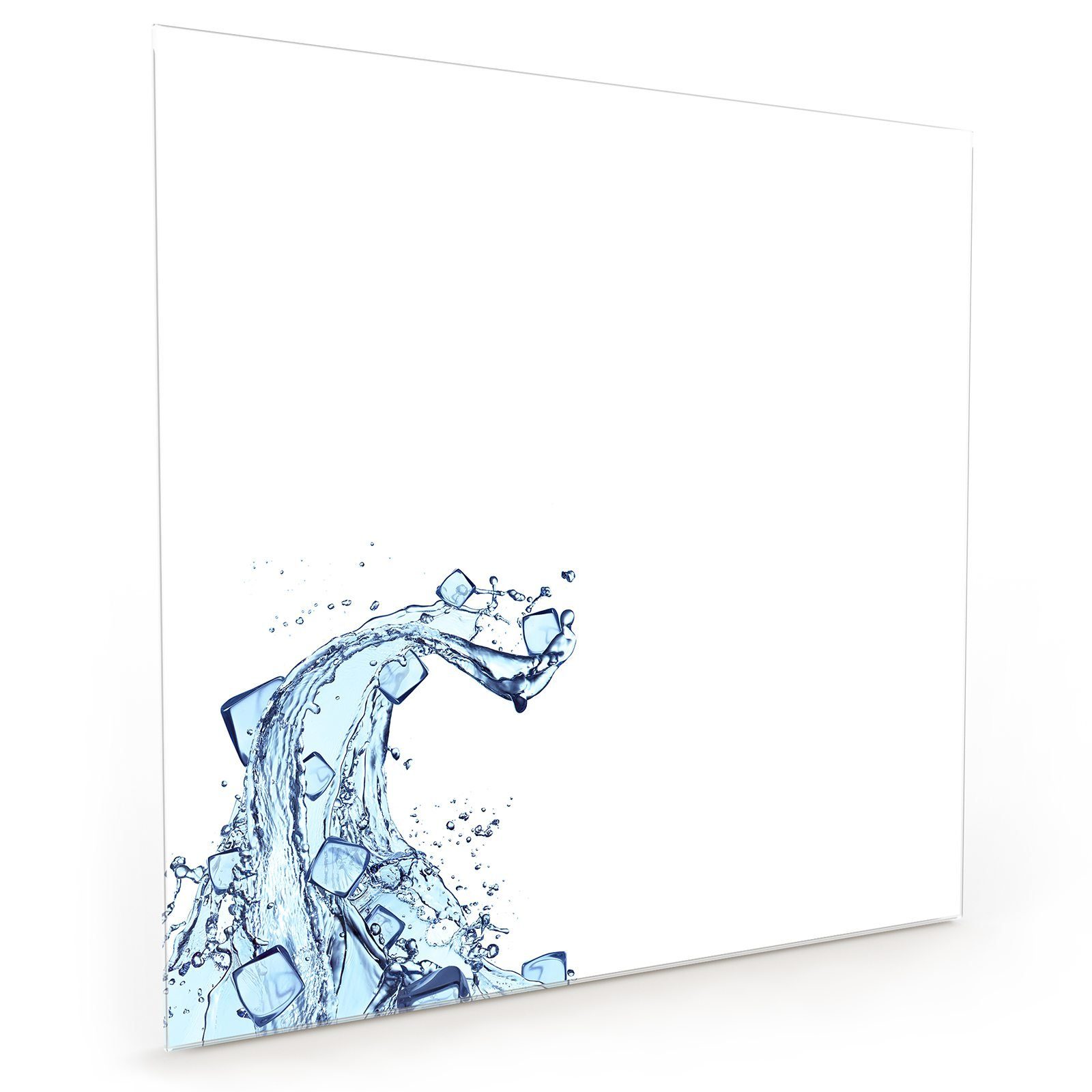 Primedeco Küchenrückwand Küchenrückwand Spritzschutz Glas mit Motiv Blaue Wasserwelle
