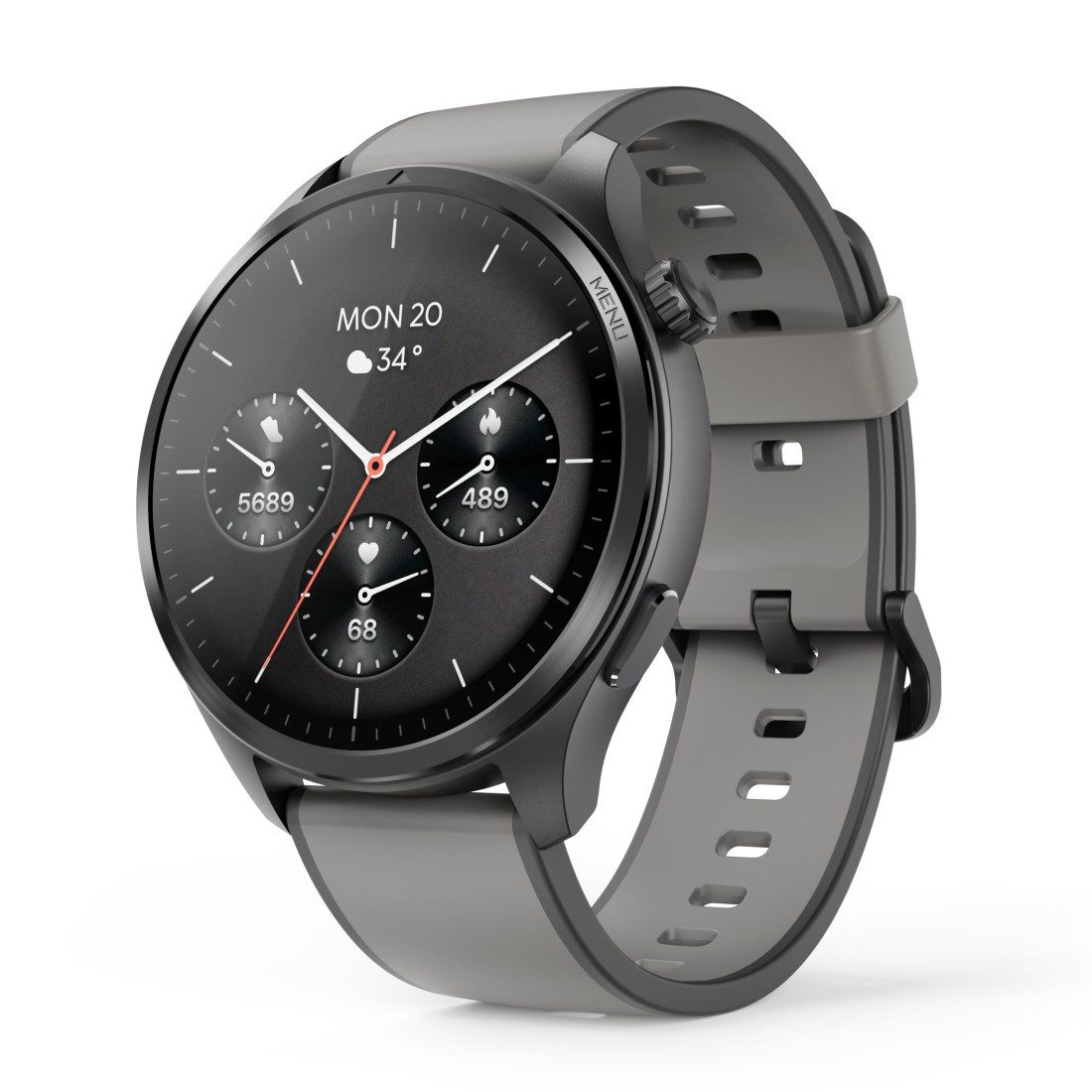 Hama Smartwatch m. GPS (1,43", Musikspeicher, Telefonfunktion, wasserdicht) Smartwatch (3,63 cm/1,43 Zoll), Sprachassistent, GPS, IP68, Herzfrequenz, Kalorien, Schlafanalyse