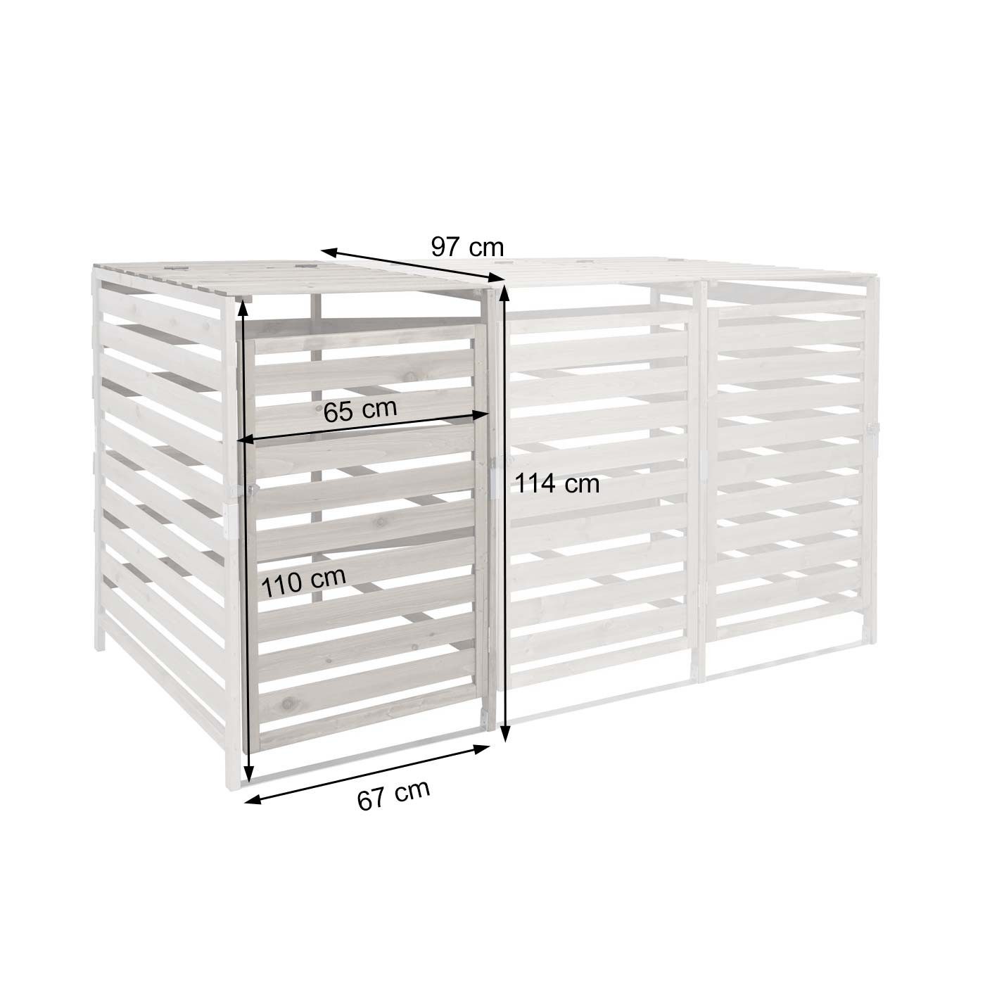 PROREGAL® Mülltonnenbox XL 1er-/2er-Mülltonnenverkleidung Erweiterung 114x67x97cm, Farbe