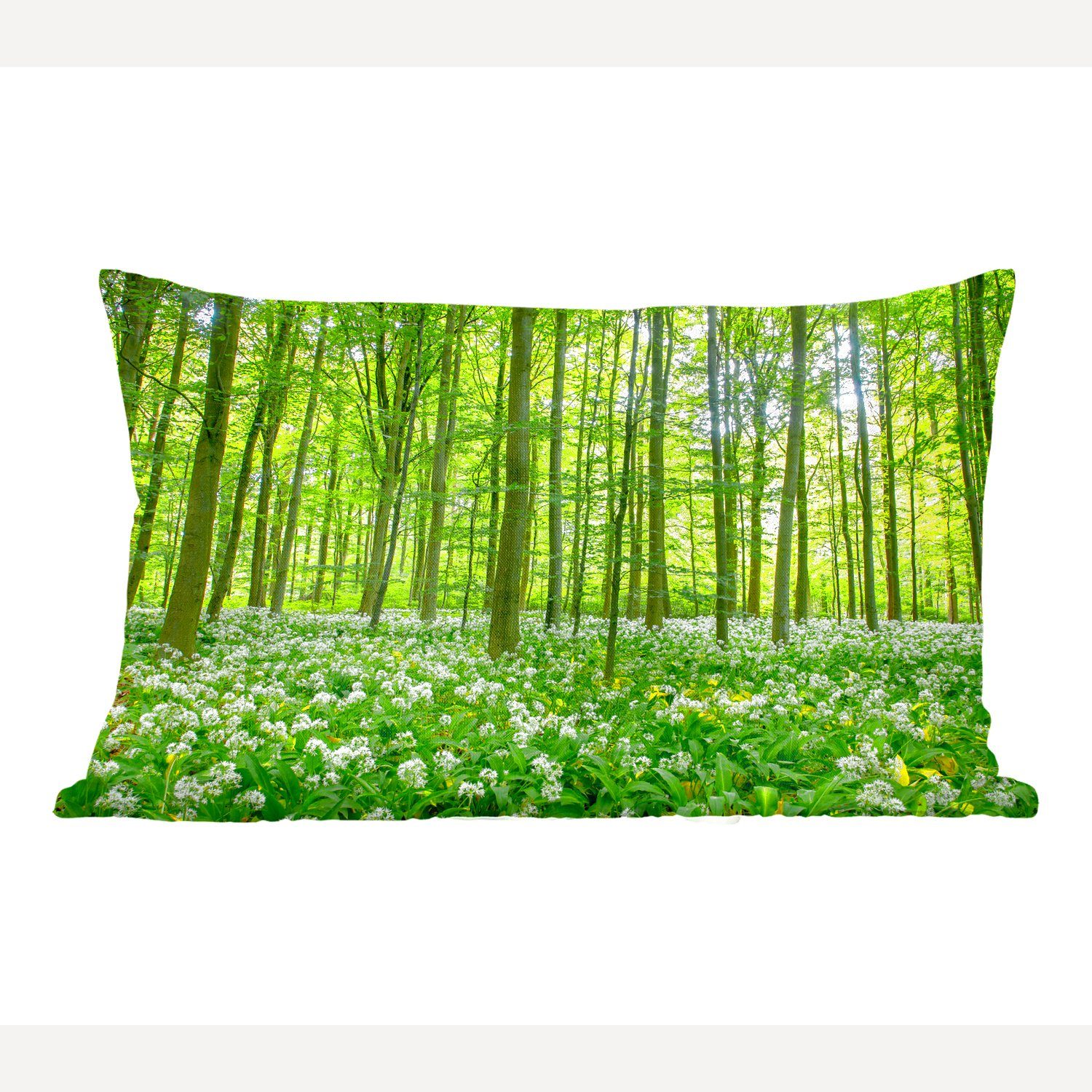 Schlafzimmer MuchoWow - Wald - Dekokissen Zierkissen, Wohzimmer Grün, Dekokissen Bäume Dekoration, mit Füllung,