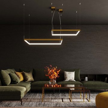 etc-shop LED Pendelleuchte, LED-Leuchtmittel fest verbaut, Neutralweiß, Pendellampe Wohnzimmerleuchte Hängelampe gold Esszimmerlampe LED