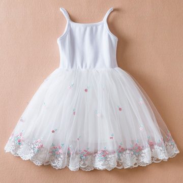 Daisred Tüllkleid Bauschiger Sommerkleider Kinder Besticktes Paneelierte Blumenkleid