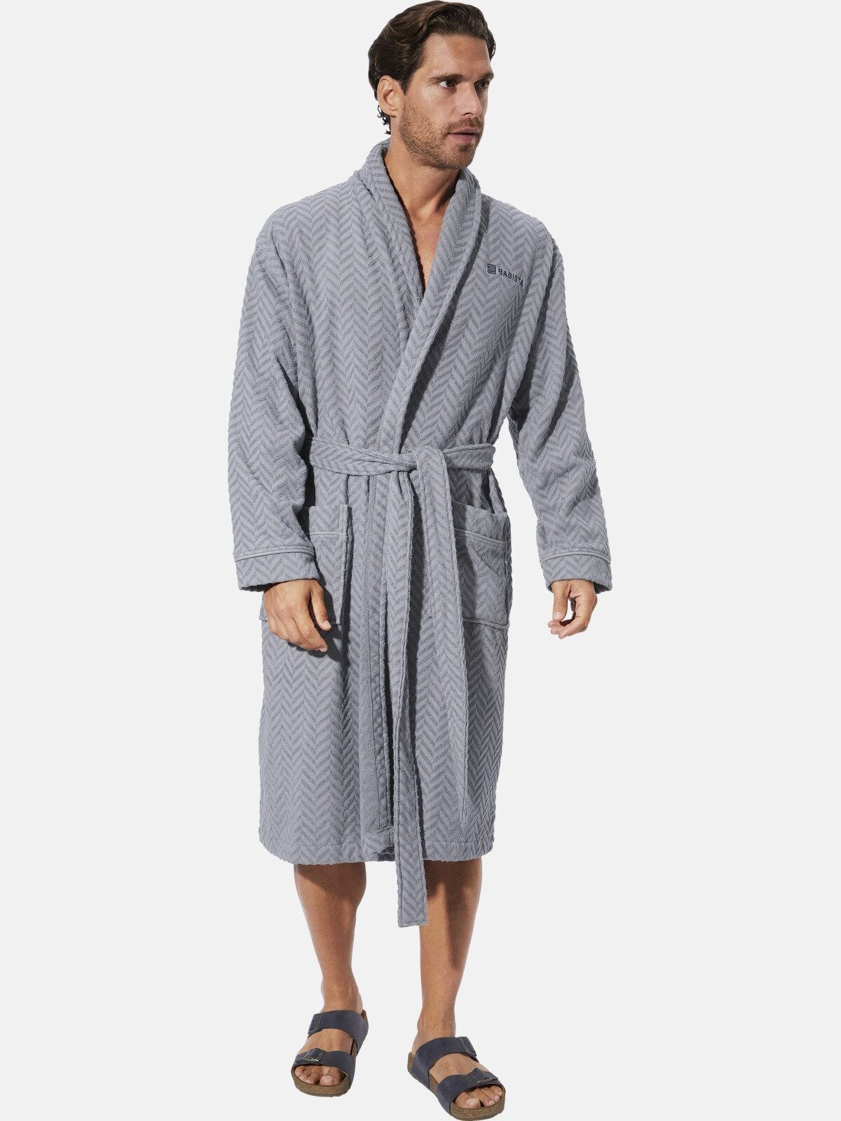 Babista Bademantel TALDOR, Langform, Baumwolle, -, mit praktischen Bindegürtel