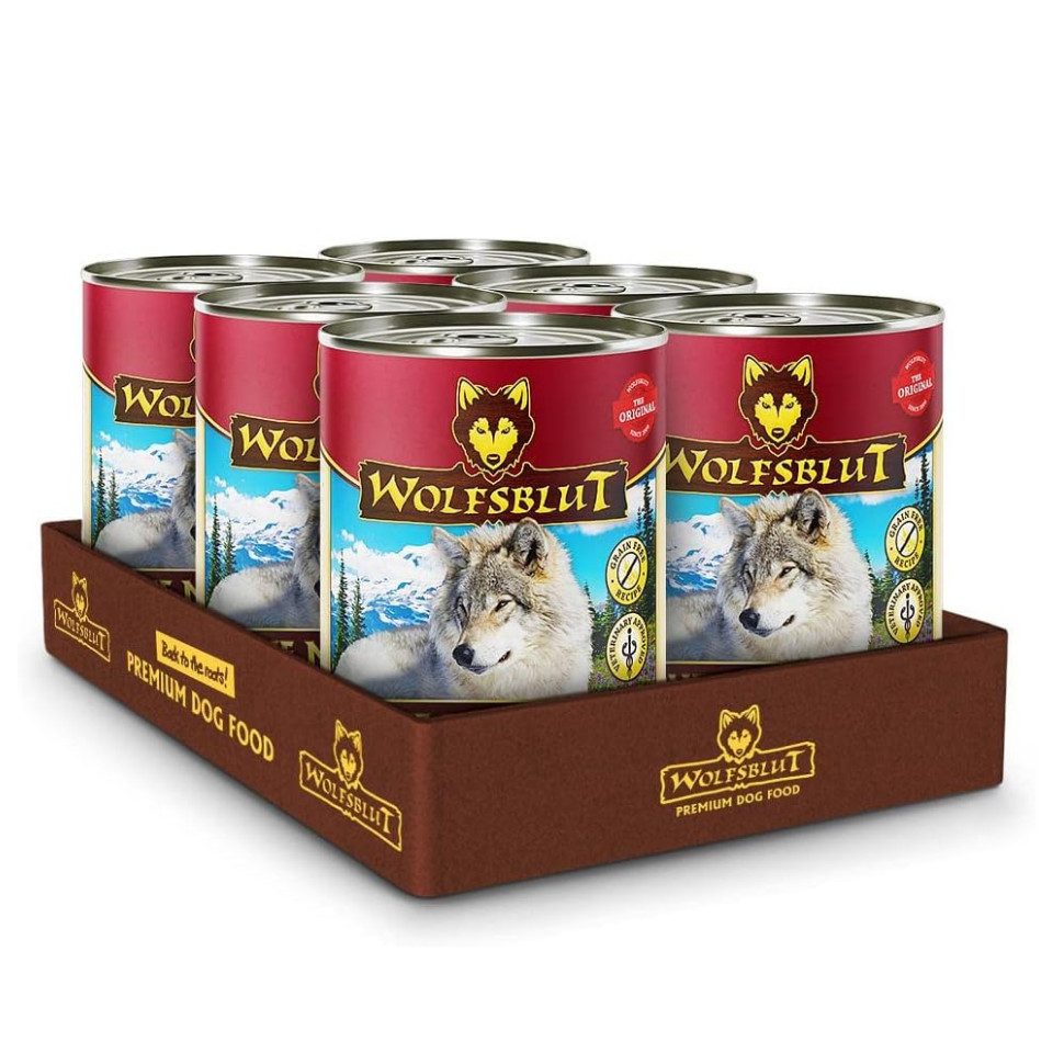 Wolfsblut Blue Mountain Adult - getreidefreies Nassfutter mit Wild 6x395g, Nassfutter für: Hunde
