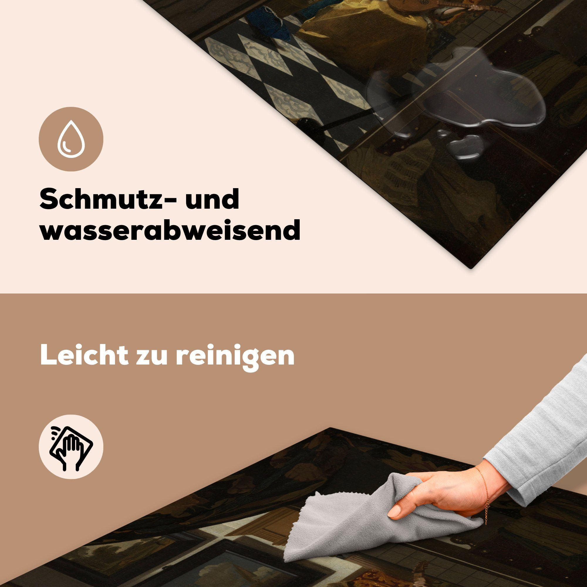 für tlg), küche - Der Herdblende-/Abdeckplatte Johannes Vinyl, Vermeer, MuchoWow cm, 78x78 Arbeitsplatte Ceranfeldabdeckung, Liebesbrief (1