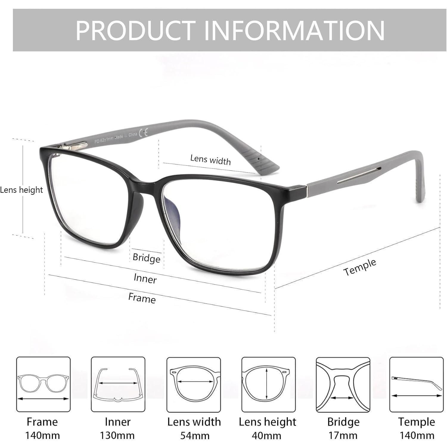 LuxusKollektion Lesebrille Brille Blaulichtfilter Lesebrille Herren Eckig Antiglanz Schwarz 2.0 x – Bild 5 von 5